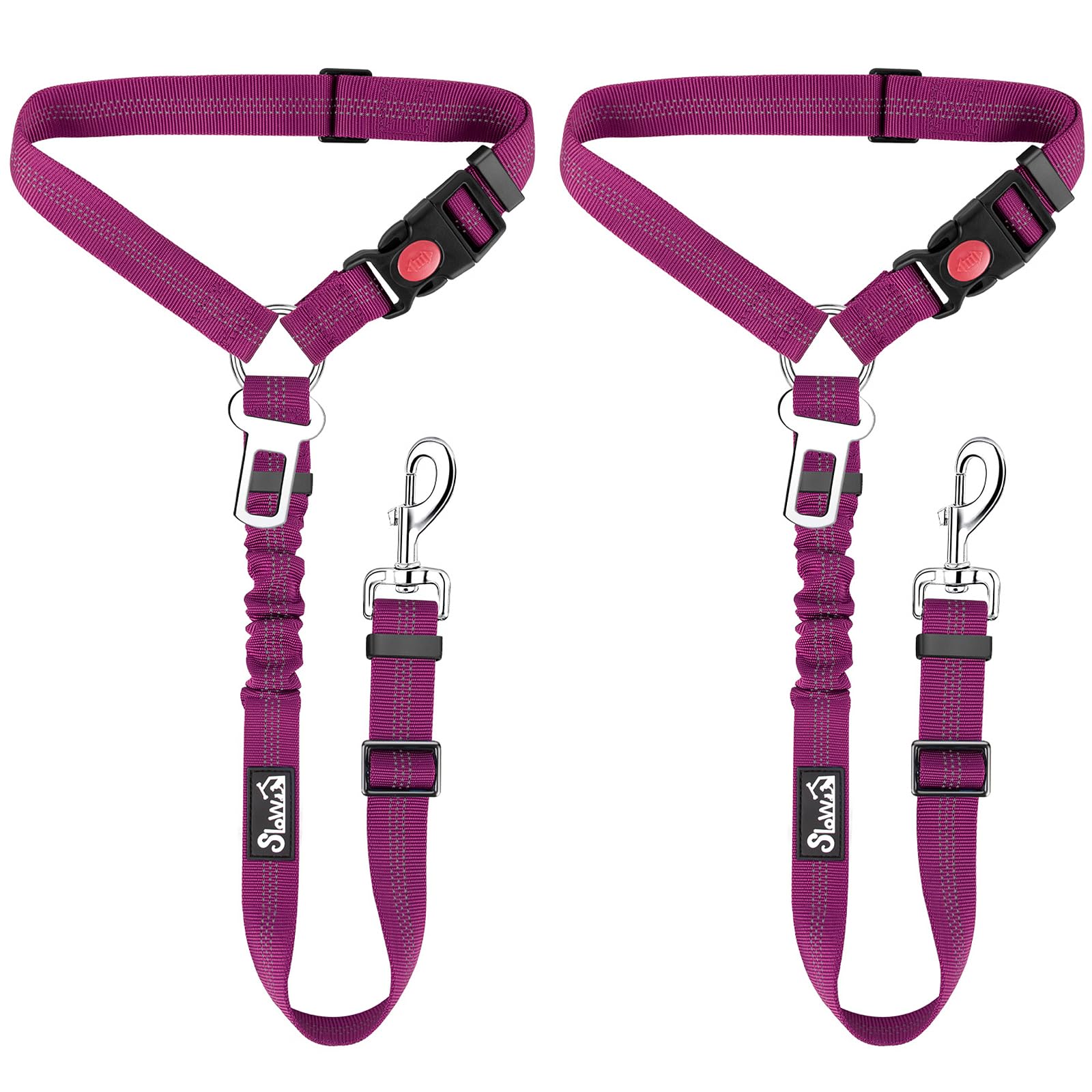 2-Pack Adjustable Dog Car Seat Belt with Bungee