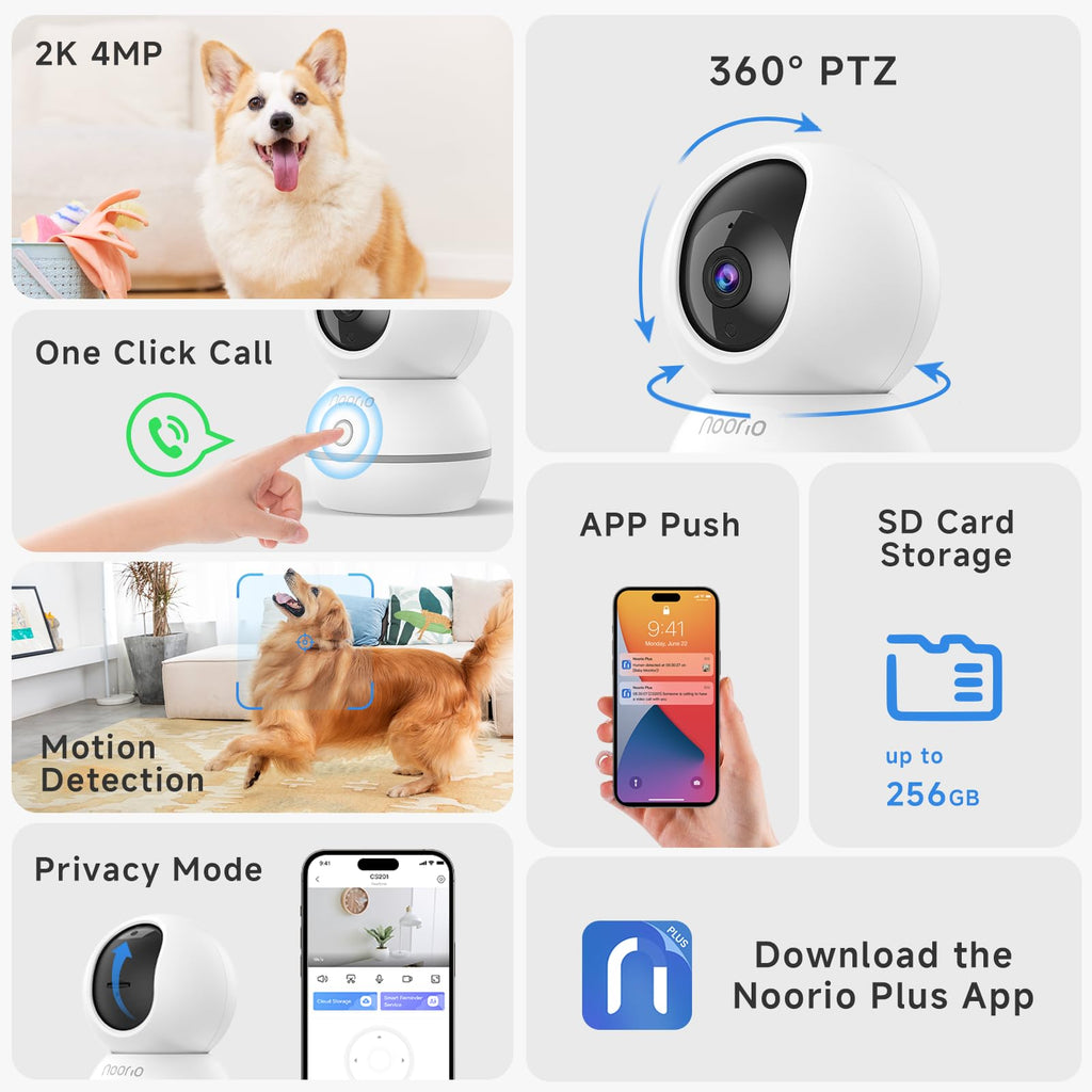 Noorio 2K 4MP Indoor Security Camera,2.4G