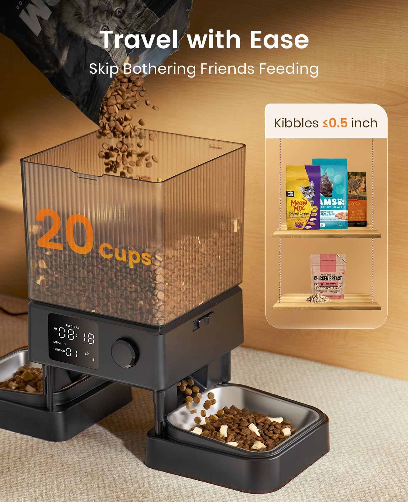 Automatic Pet Feeder for 2 Pets 5L