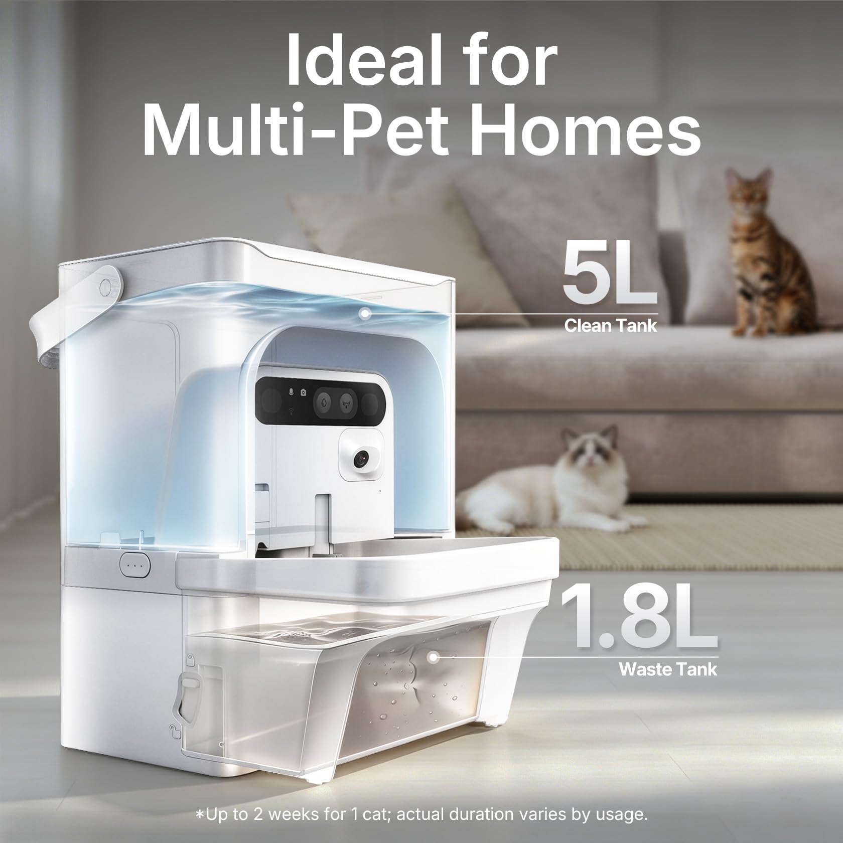 Smart Pet Water Fountain 5L with Camera