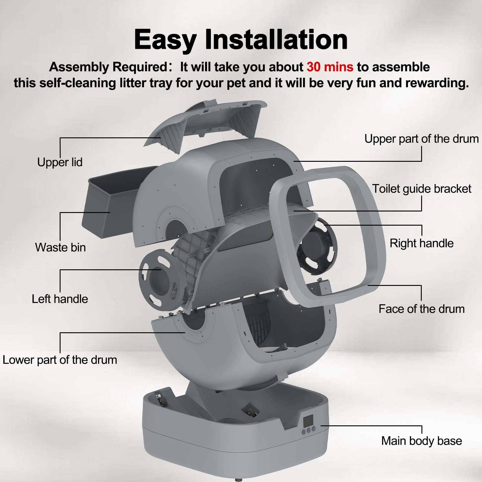 Self-Cleaning Cat Litter Box with App Control