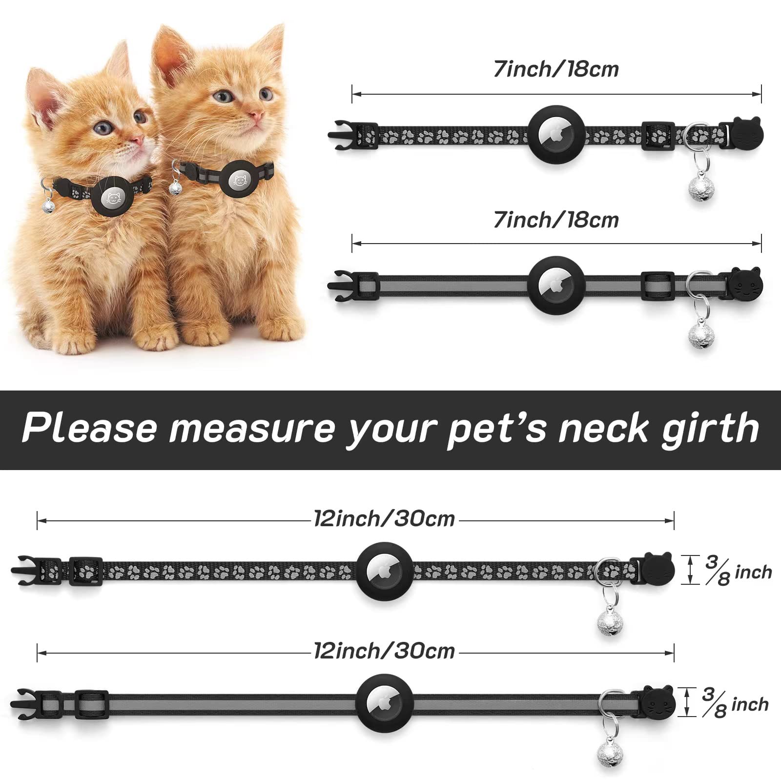 2-Pack AirTag Cat Collar with Holder