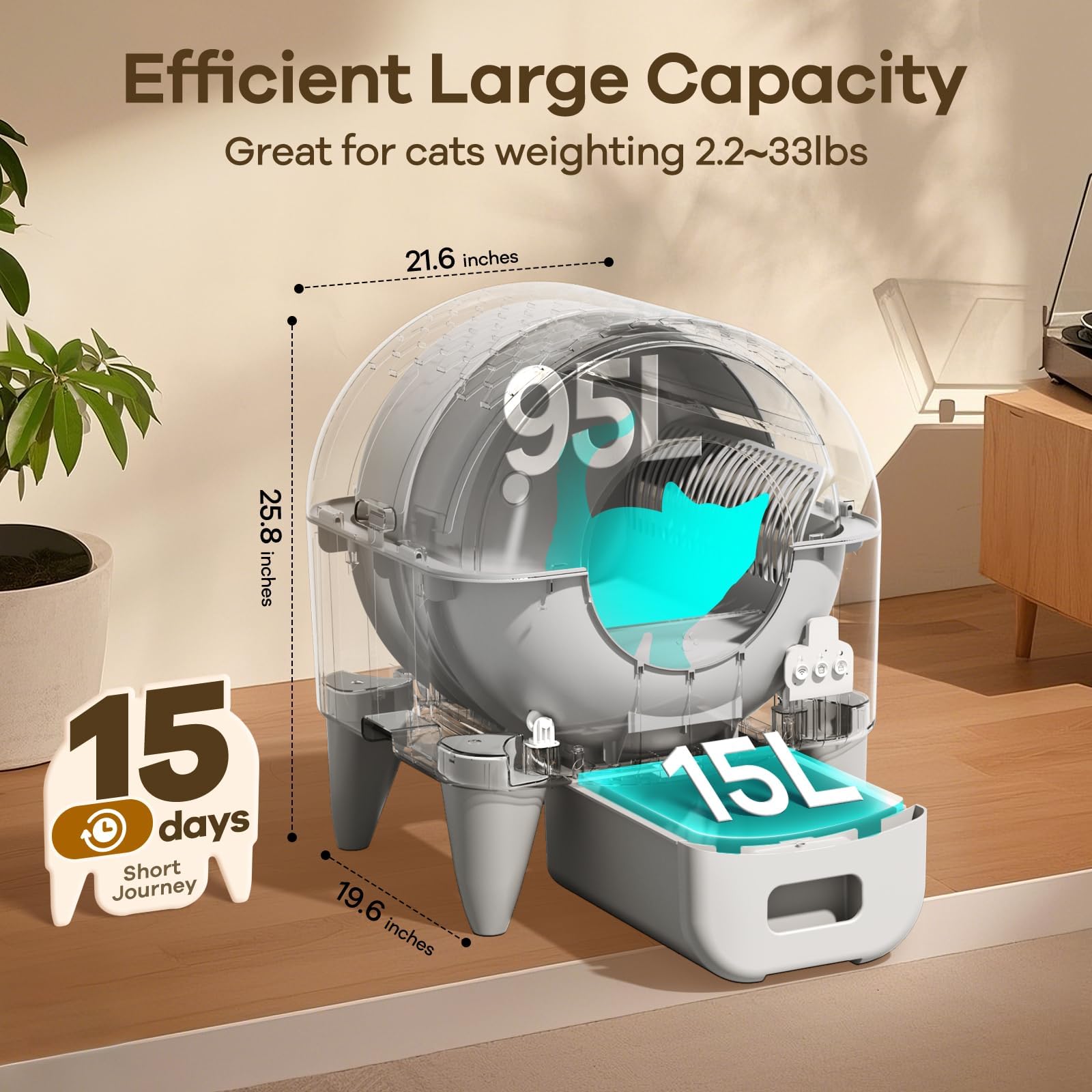 Self-Cleaning Cat Litter Box with App Control