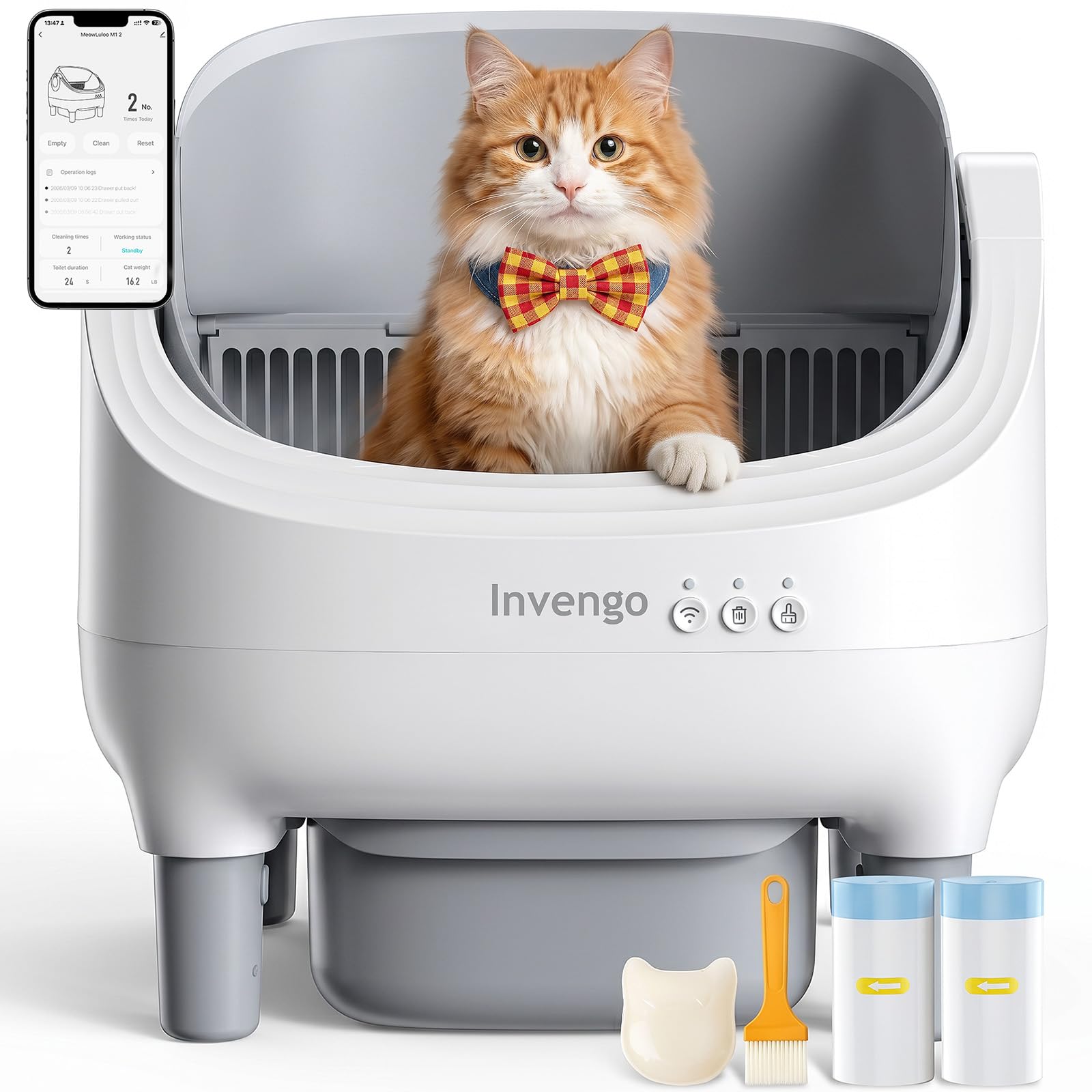 Open-Top Self-Cleaning Cat Litter Box with App Control