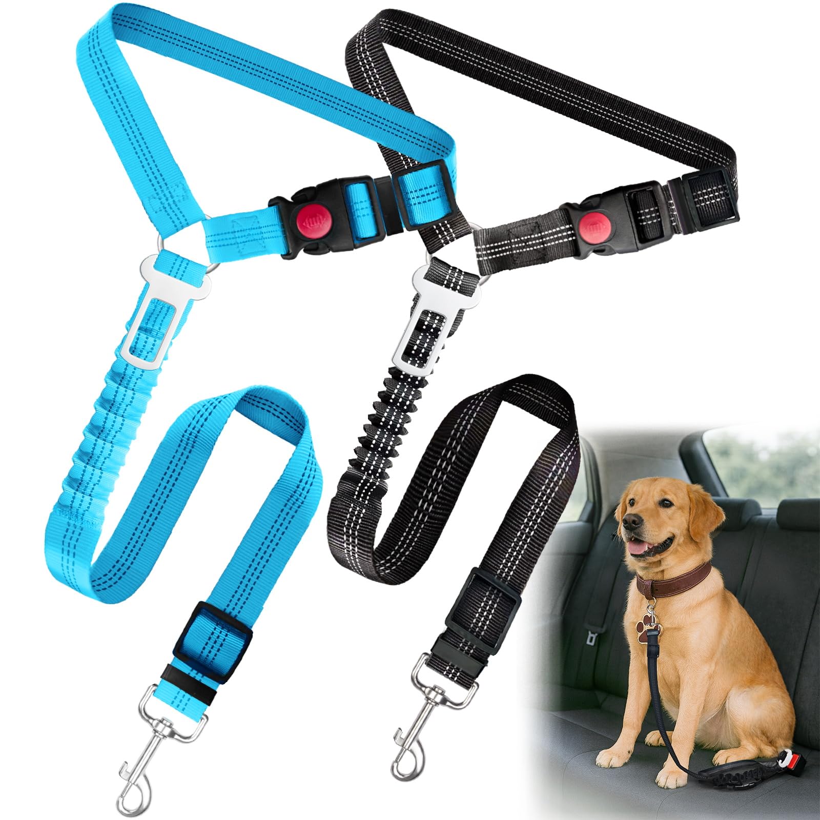 2-Pack Heavy-Duty Dog Car Seat Belt