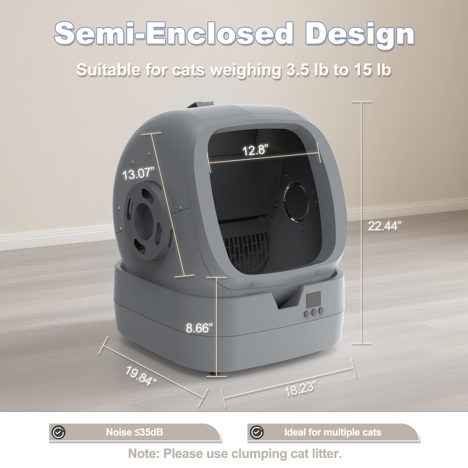 Self-Cleaning Cat Litter Box with App Control