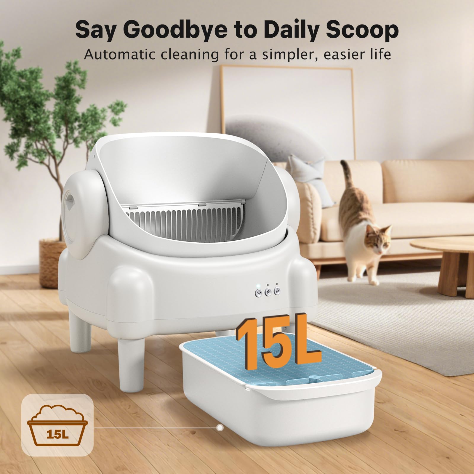 Self-Cleaning Cat Litter Box with App Control