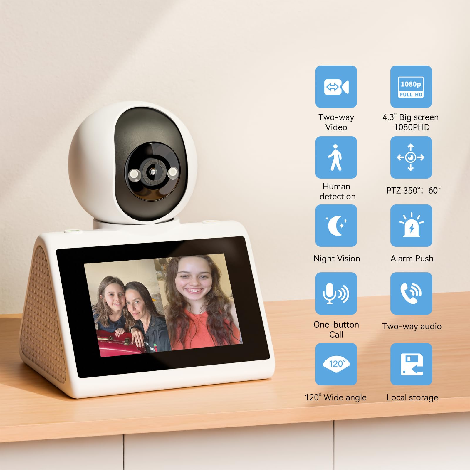 Home Security Pet Camera with Screen