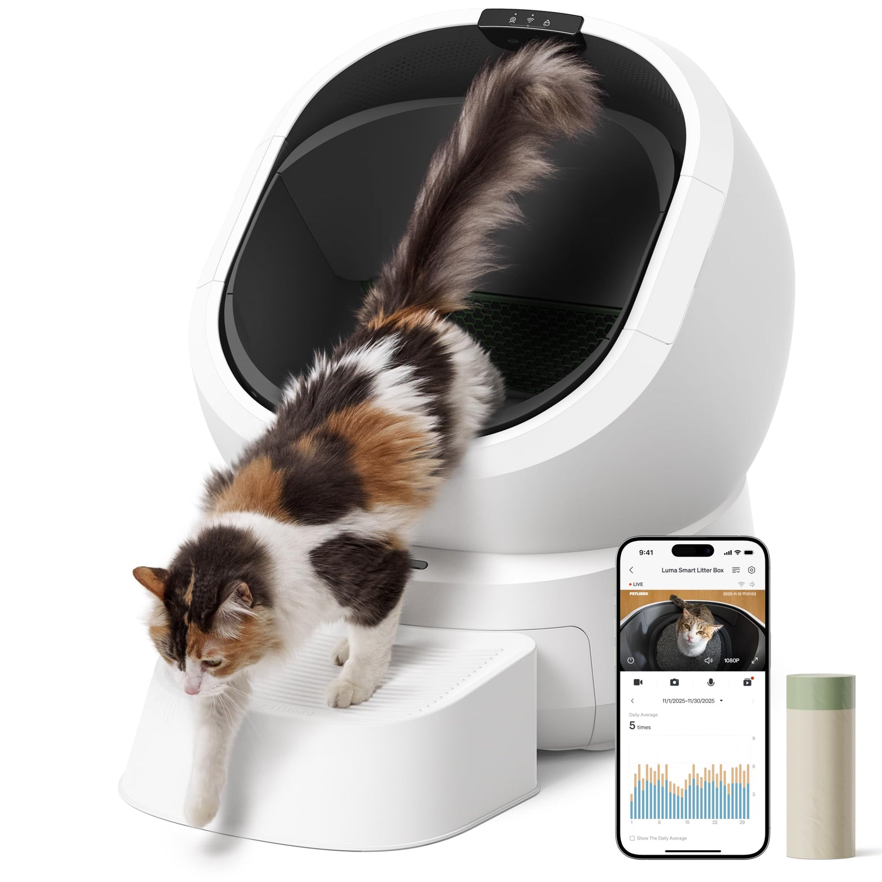 Smart Self-Cleaning Cat Litter Box with AI Camera