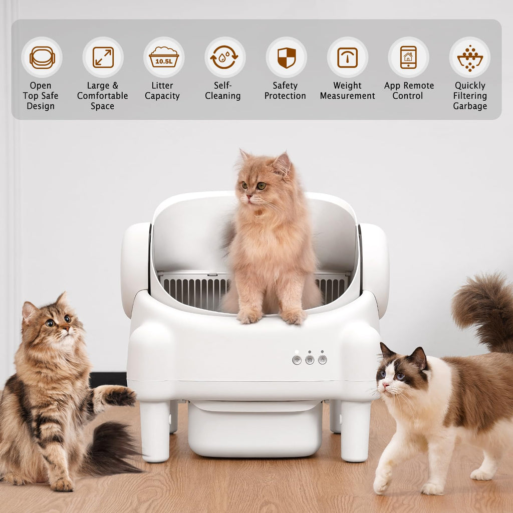 Self-Cleaning Cat Litter Box with App Control