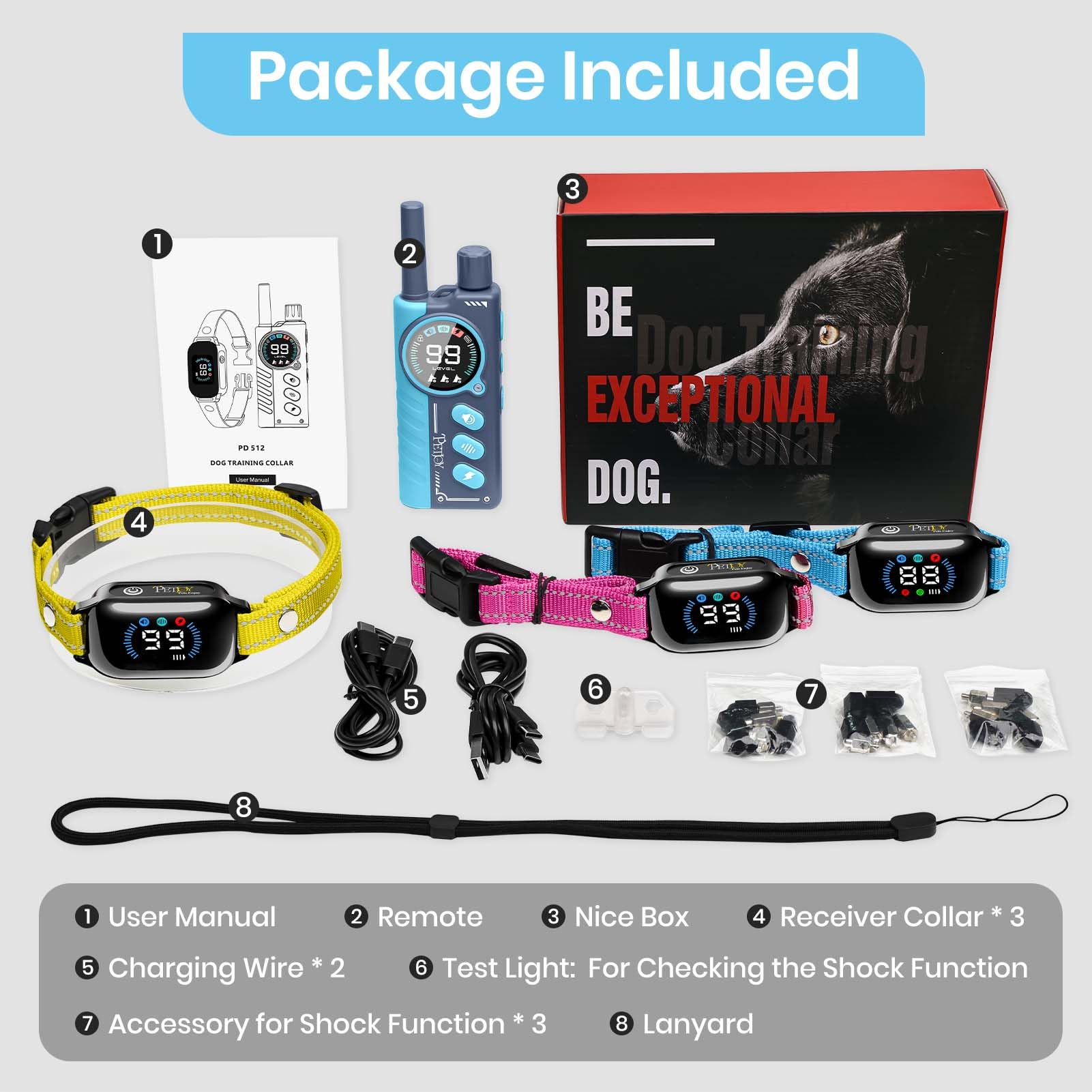 Remote Dog Training Collar for 3 Dogs