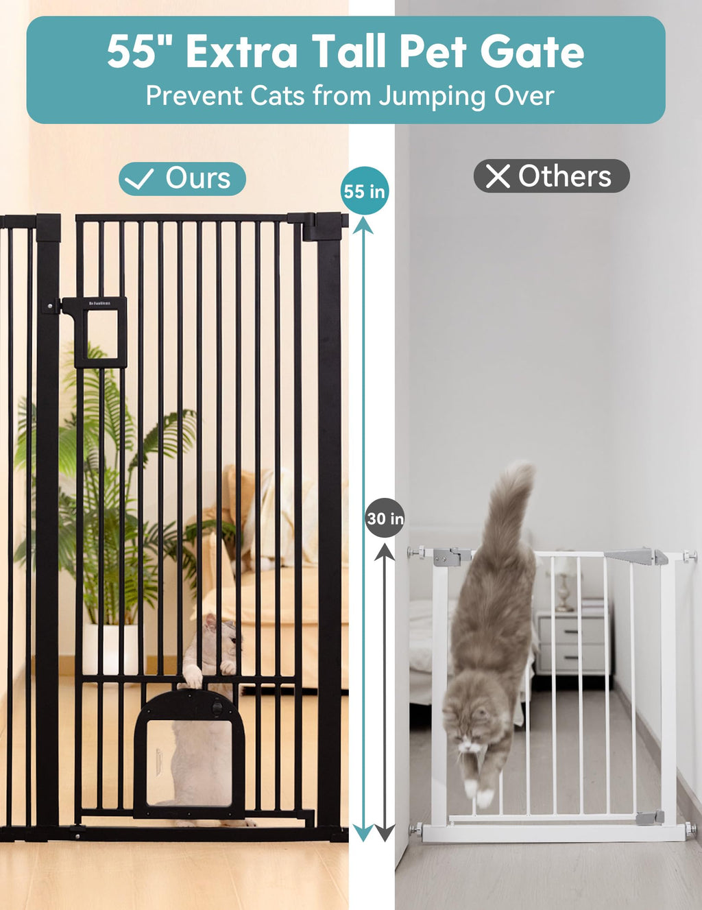 Extra Tall Auto-Close Cat Safety Gate