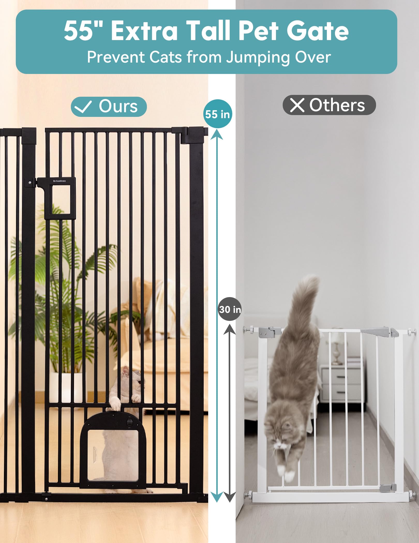 Extra Tall Auto-Close Cat Safety Gate