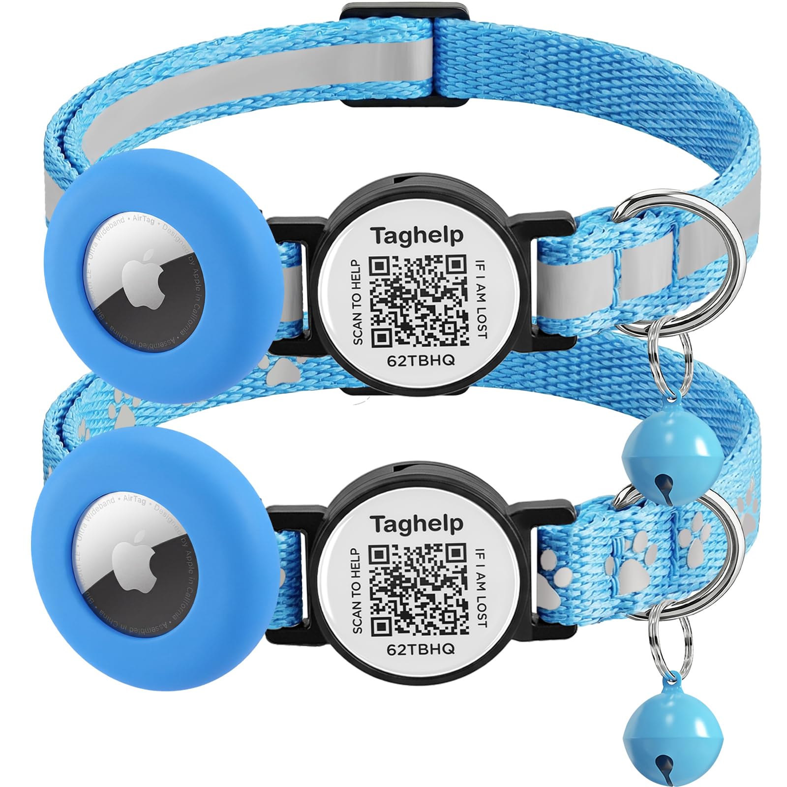 2-Pack AirTag Cat Collar with QR Tag