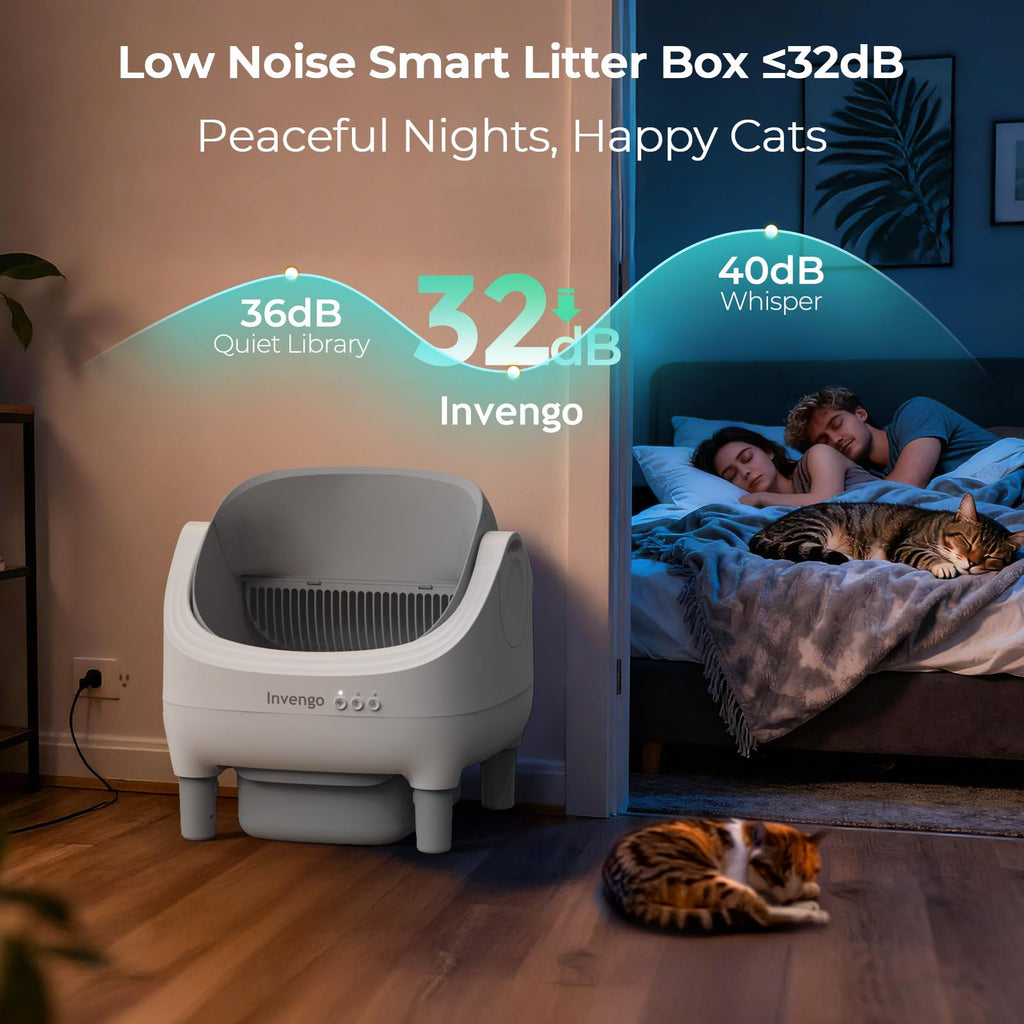 Open-Top Self-Cleaning Cat Litter Box with App Control