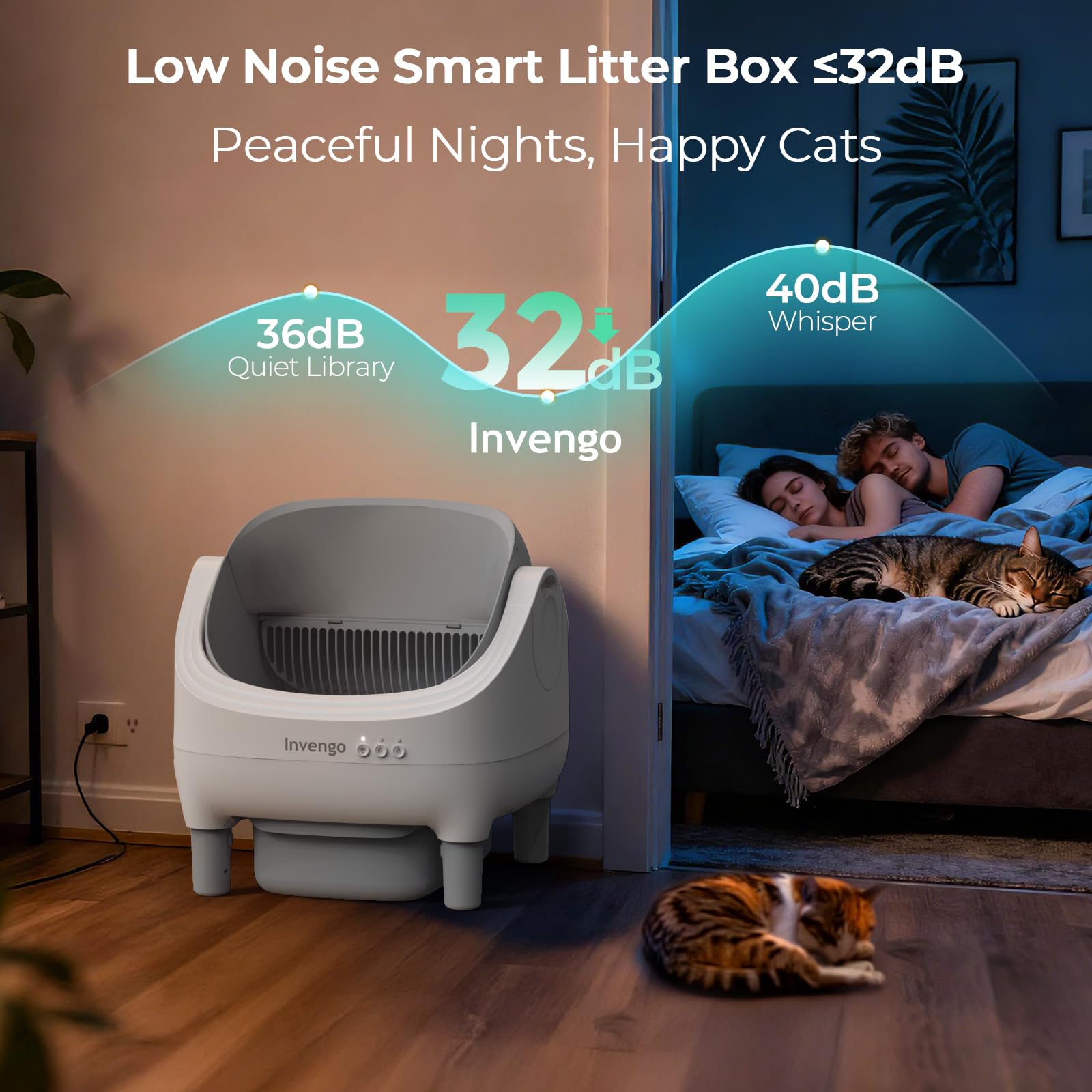 Open-Top Self-Cleaning Cat Litter Box with App Control