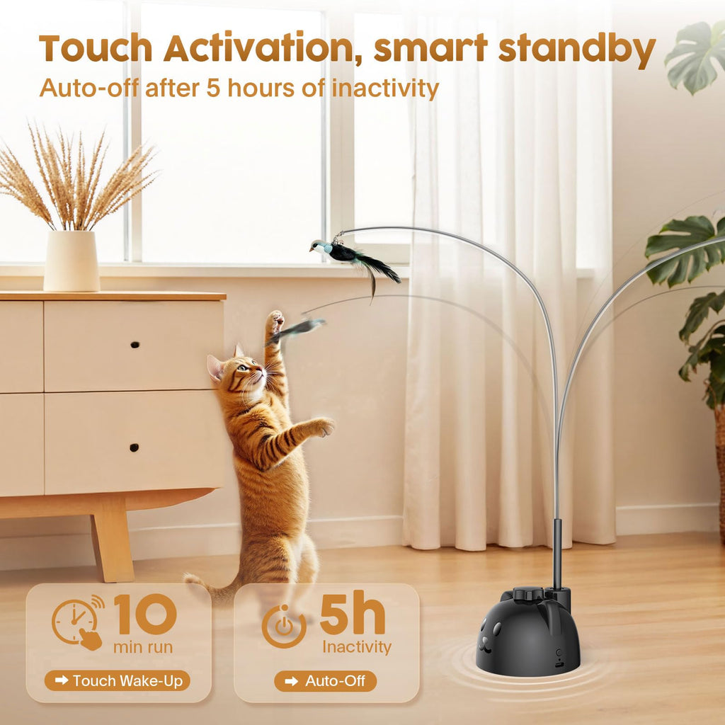 Automatic Interactive Cat Toy with Feather Wand