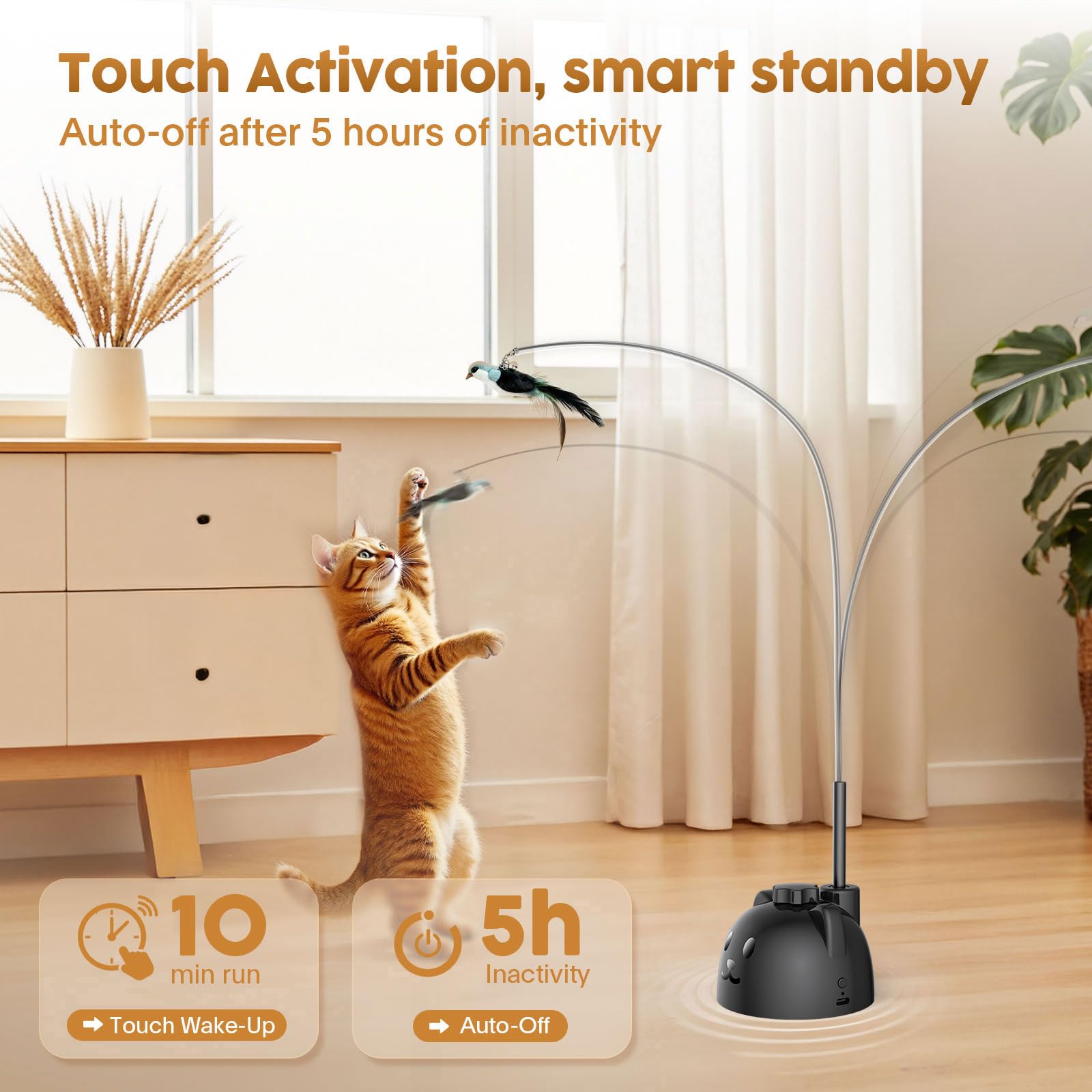 Automatic Interactive Cat Toy with Feather Wand