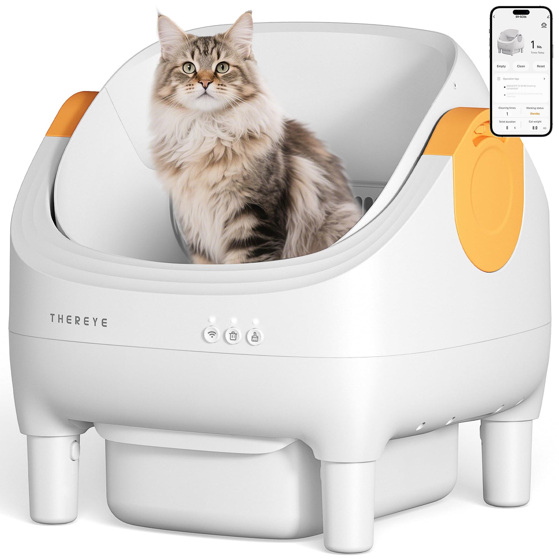Open-Top Self-Cleaning Cat Litter Box with App Control