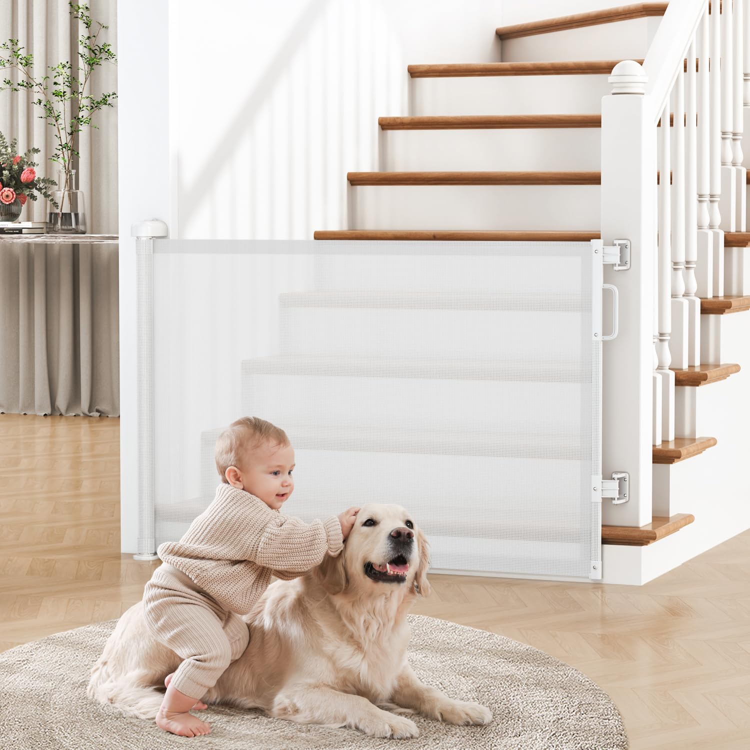 Retractable Mesh Pet Gate for Stairs & Doorways