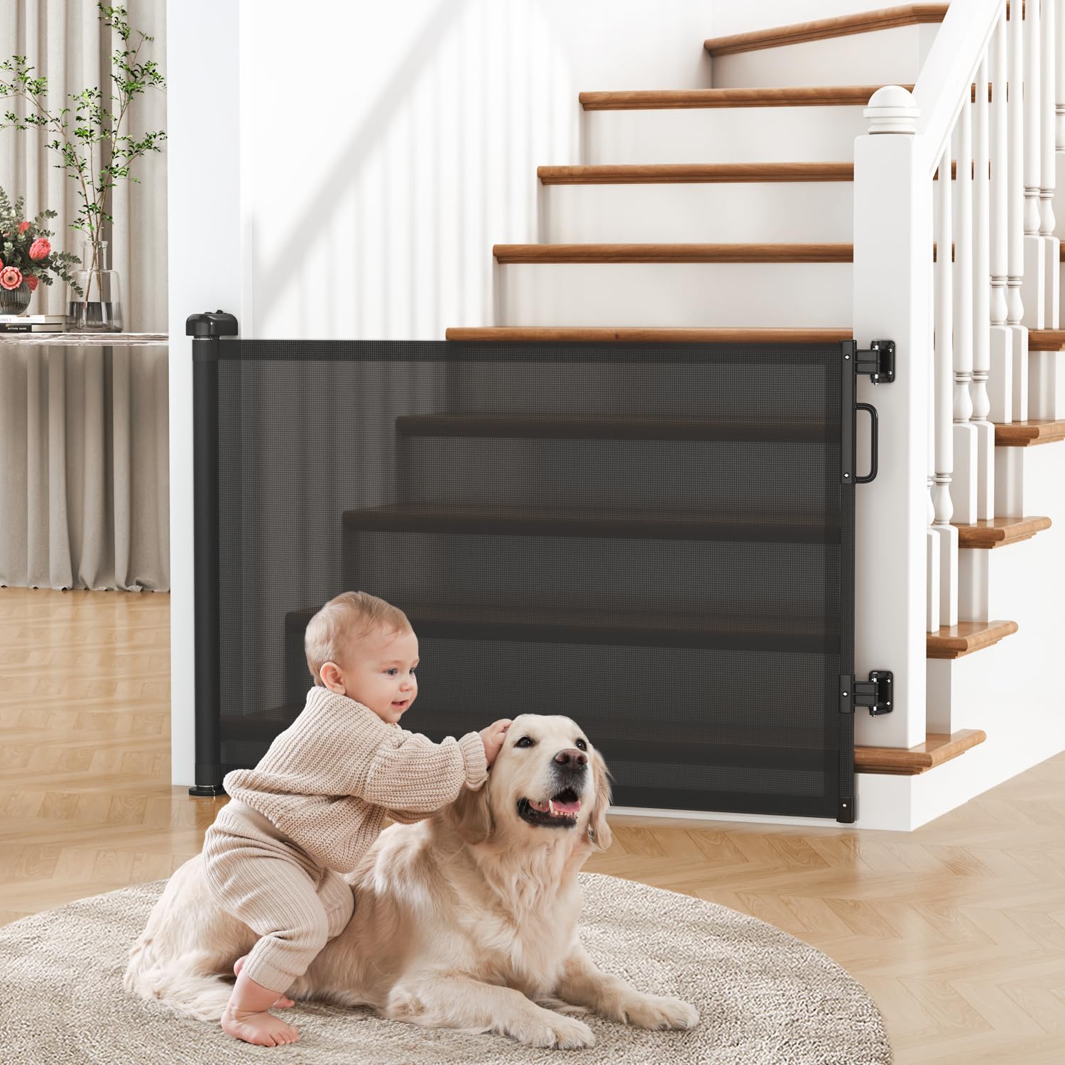 Retractable Mesh Pet Gate for Stairs & Doorways