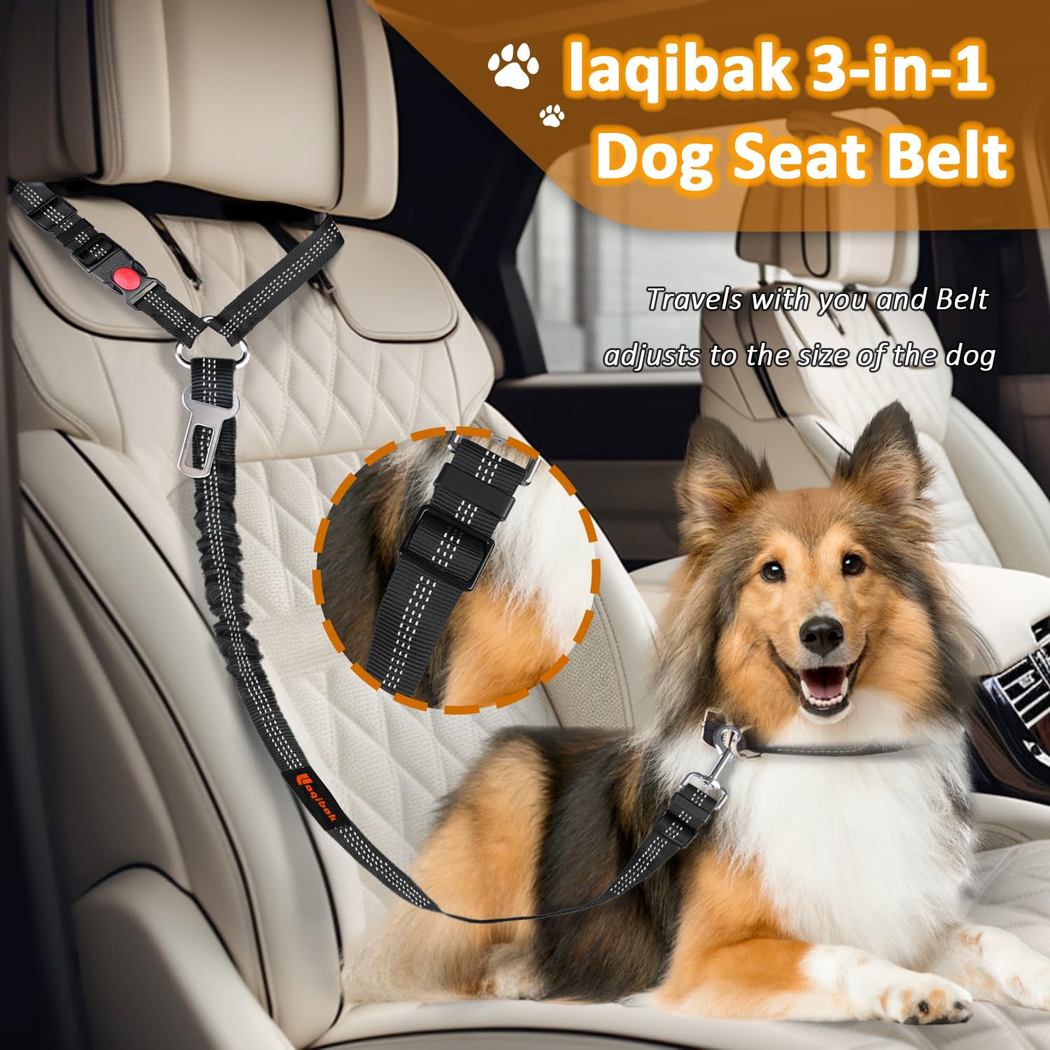 3-in-1 Dog Car Seat Belt Harness