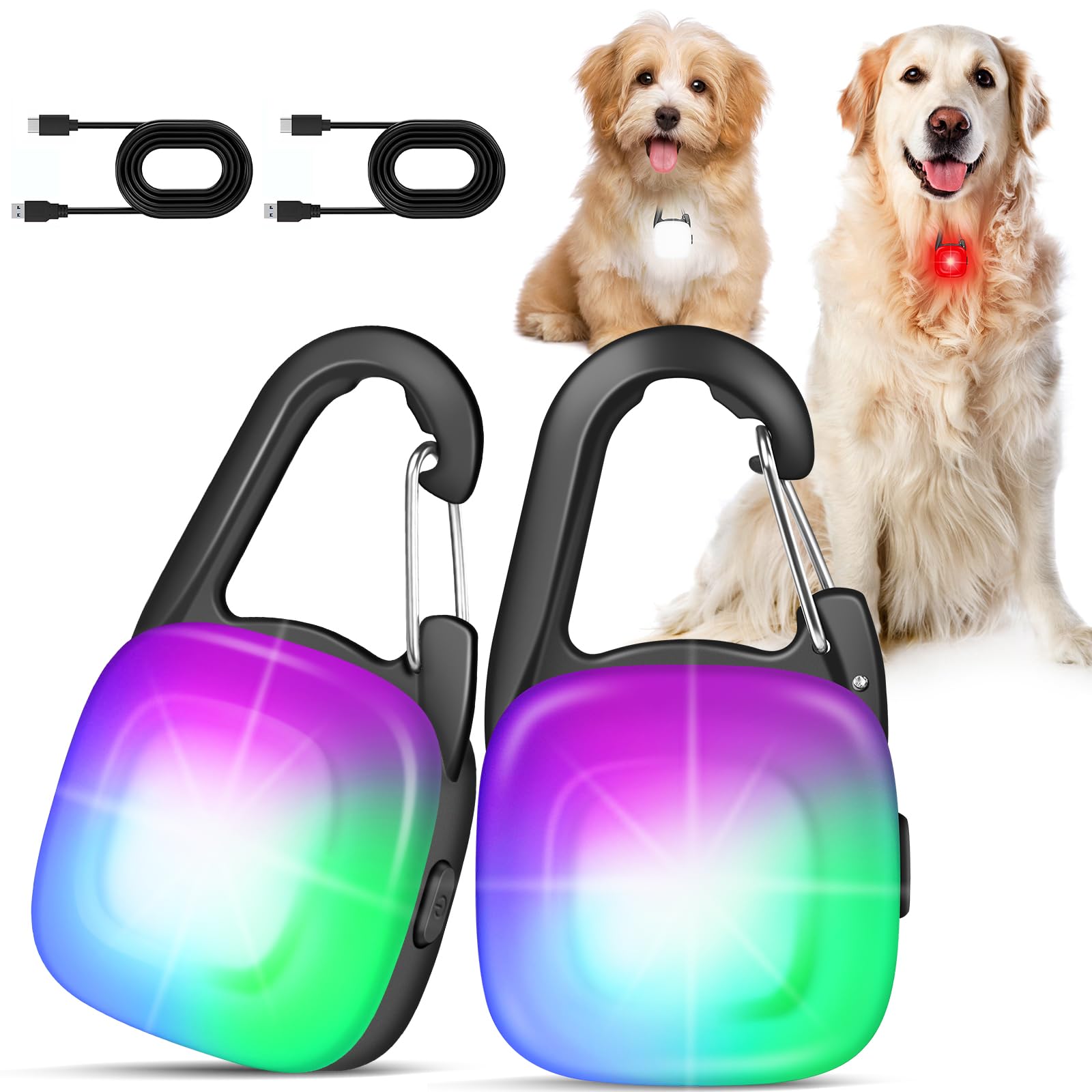 2-Pack Rechargeable Dog Collar Lights for Night Walking