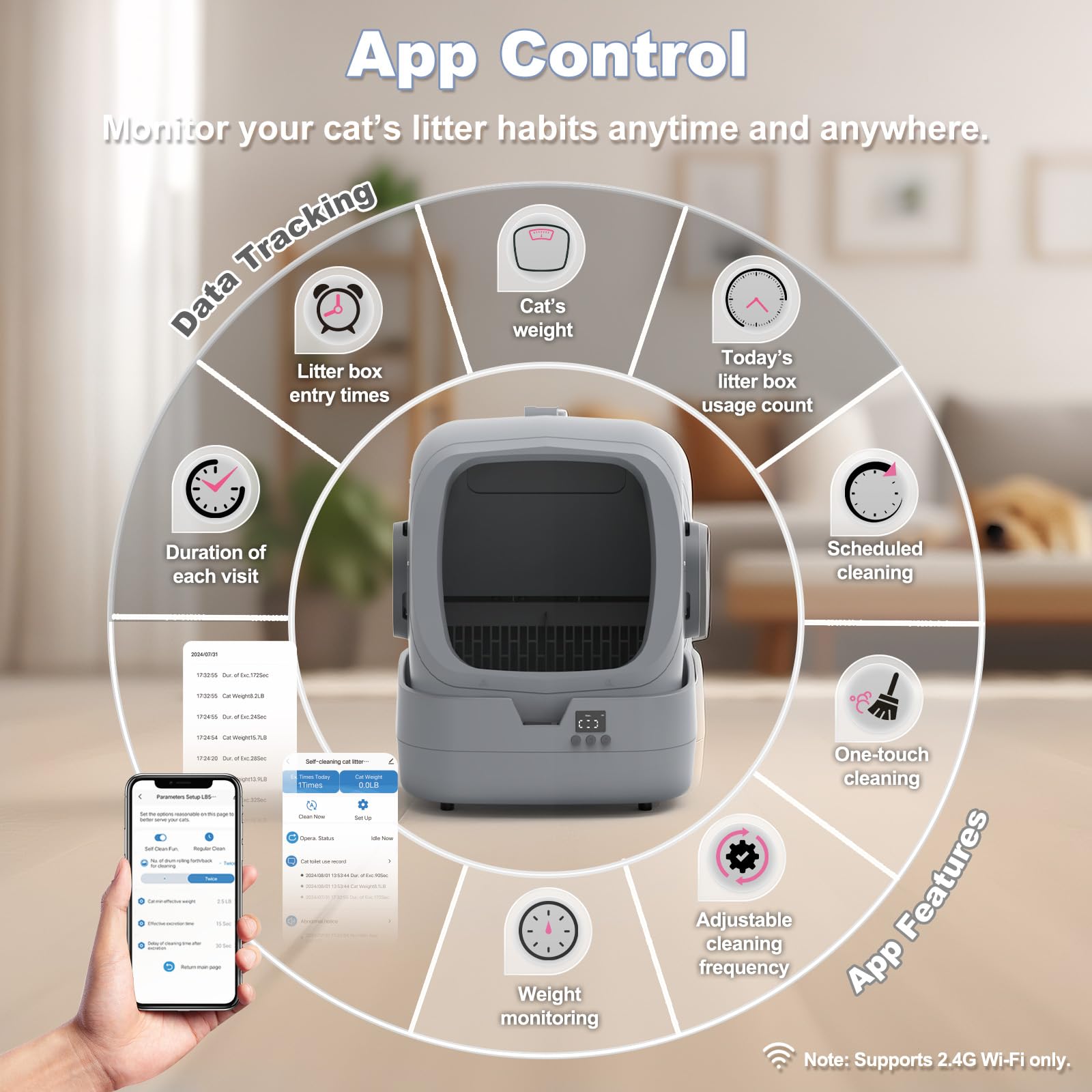 Self-Cleaning Cat Litter Box with App Control