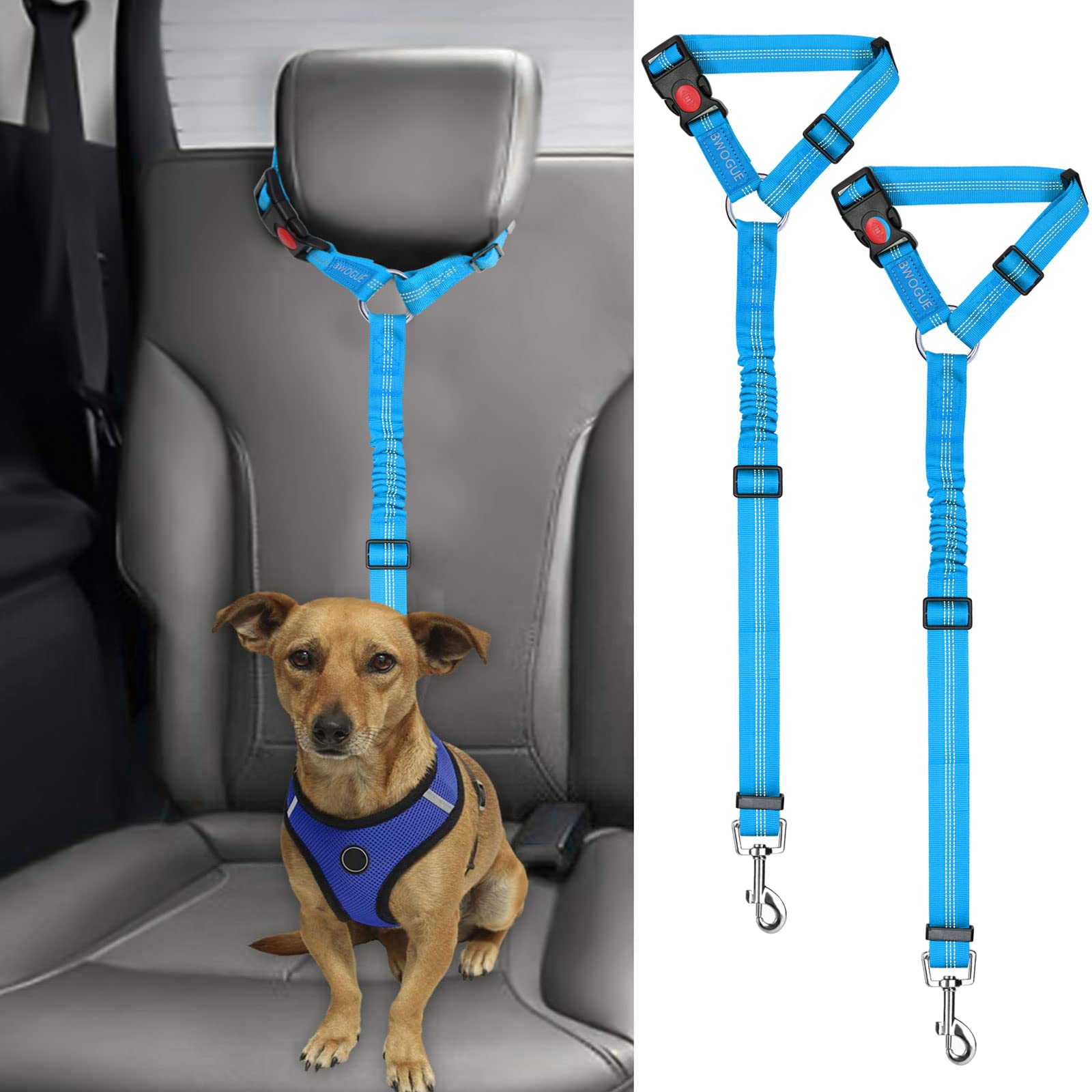 2-Pack Adjustable Pet Car Seat Belt Straps
