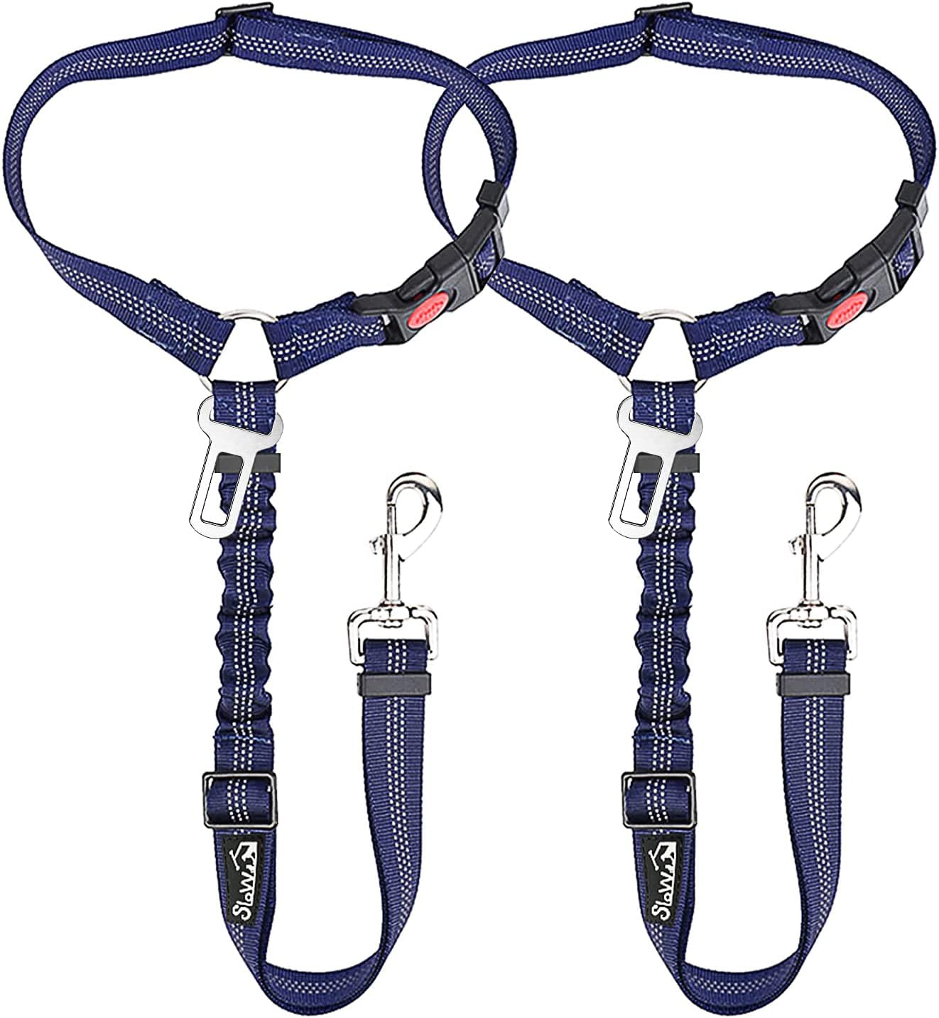 2-Pack Adjustable Dog Car Seat Belt with Bungee