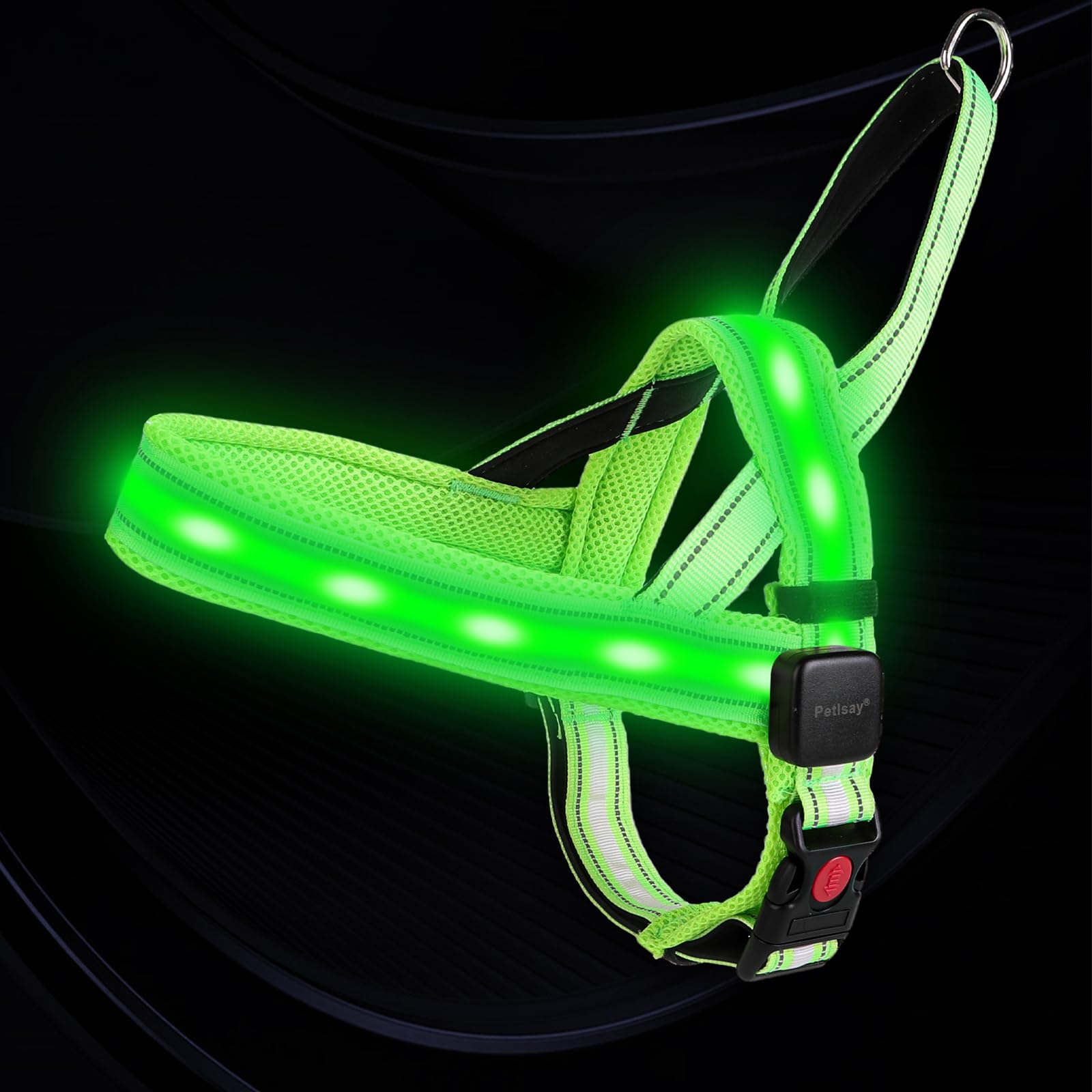 Rechargeable LED Reflective Dog Harness