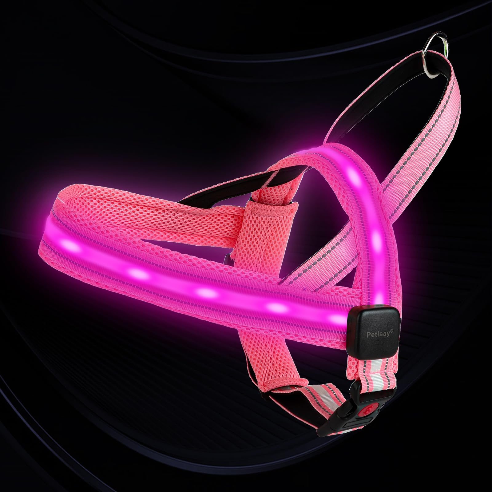 Rechargeable LED Reflective Dog Harness