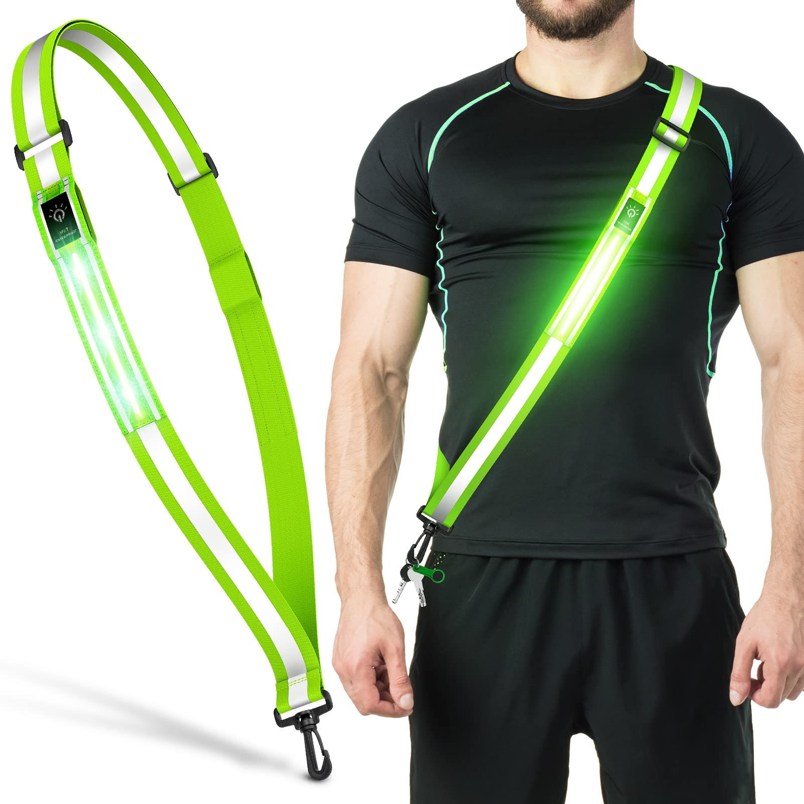 Rechargeable Reflective Safety Sash for Night Walking