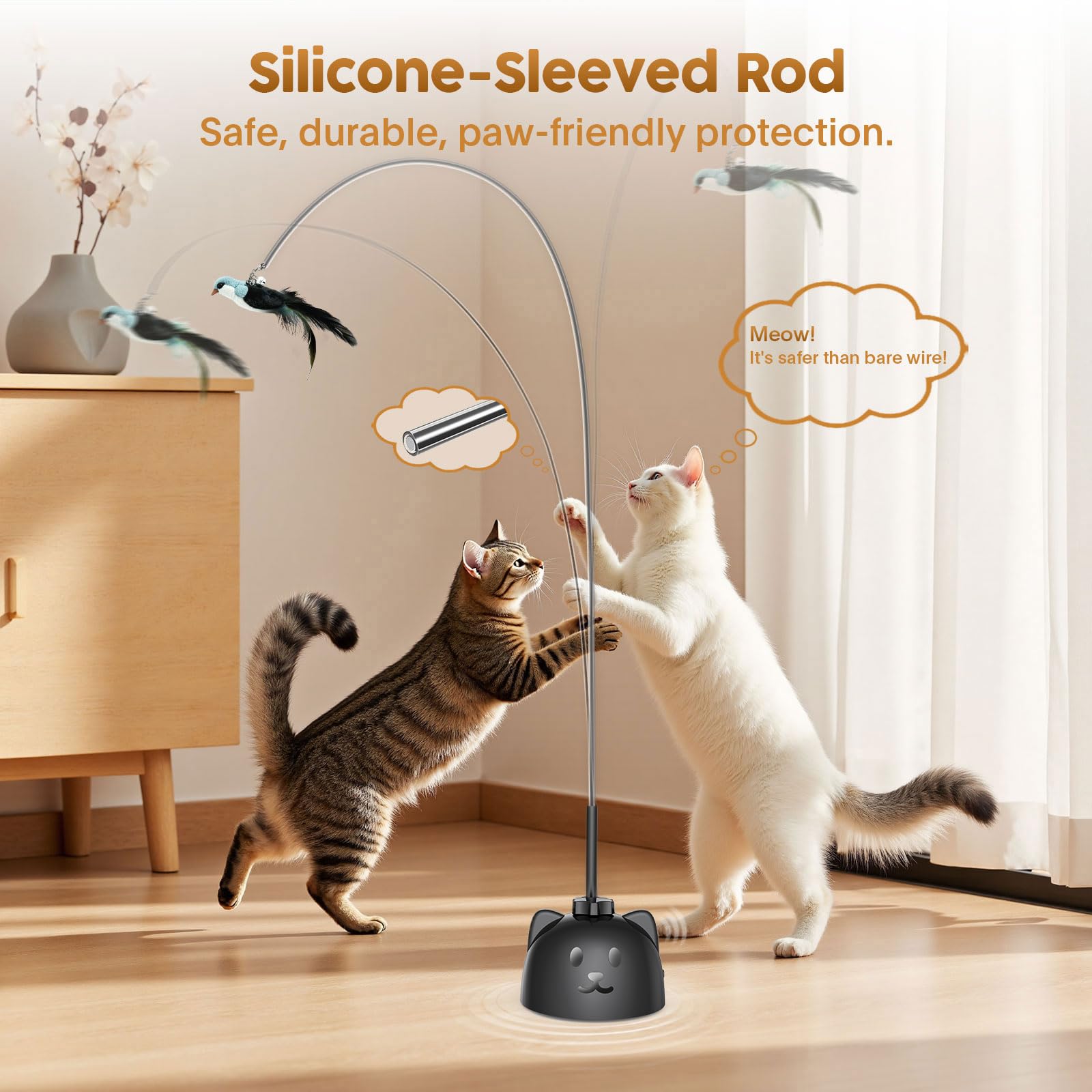 Automatic Interactive Cat Toy with Feather Wand