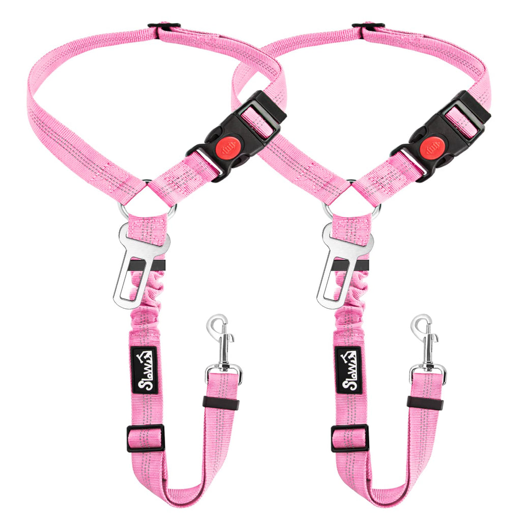 2-Pack Adjustable Dog Car Seat Belt with Bungee