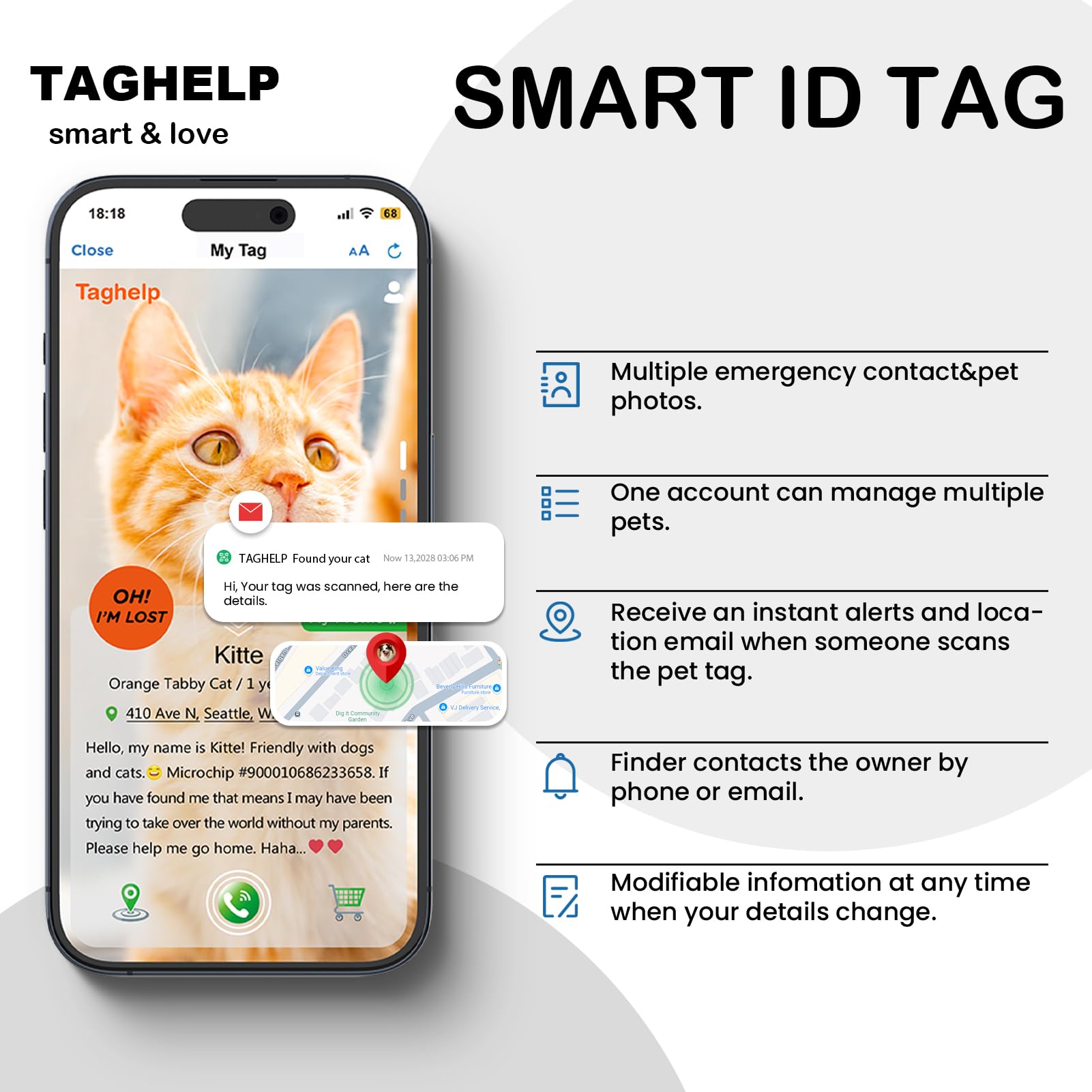 2-Pack AirTag Cat Collar with QR Tag