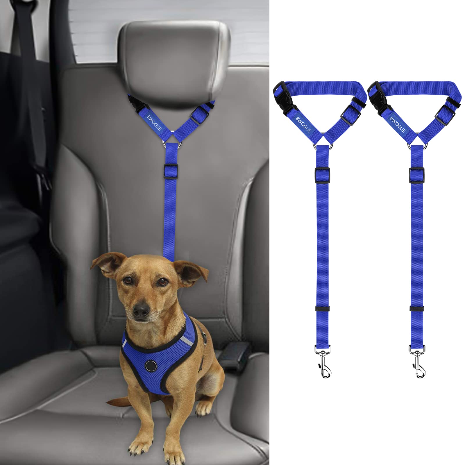 2-Pack Adjustable Pet Car Seat Belt Straps
