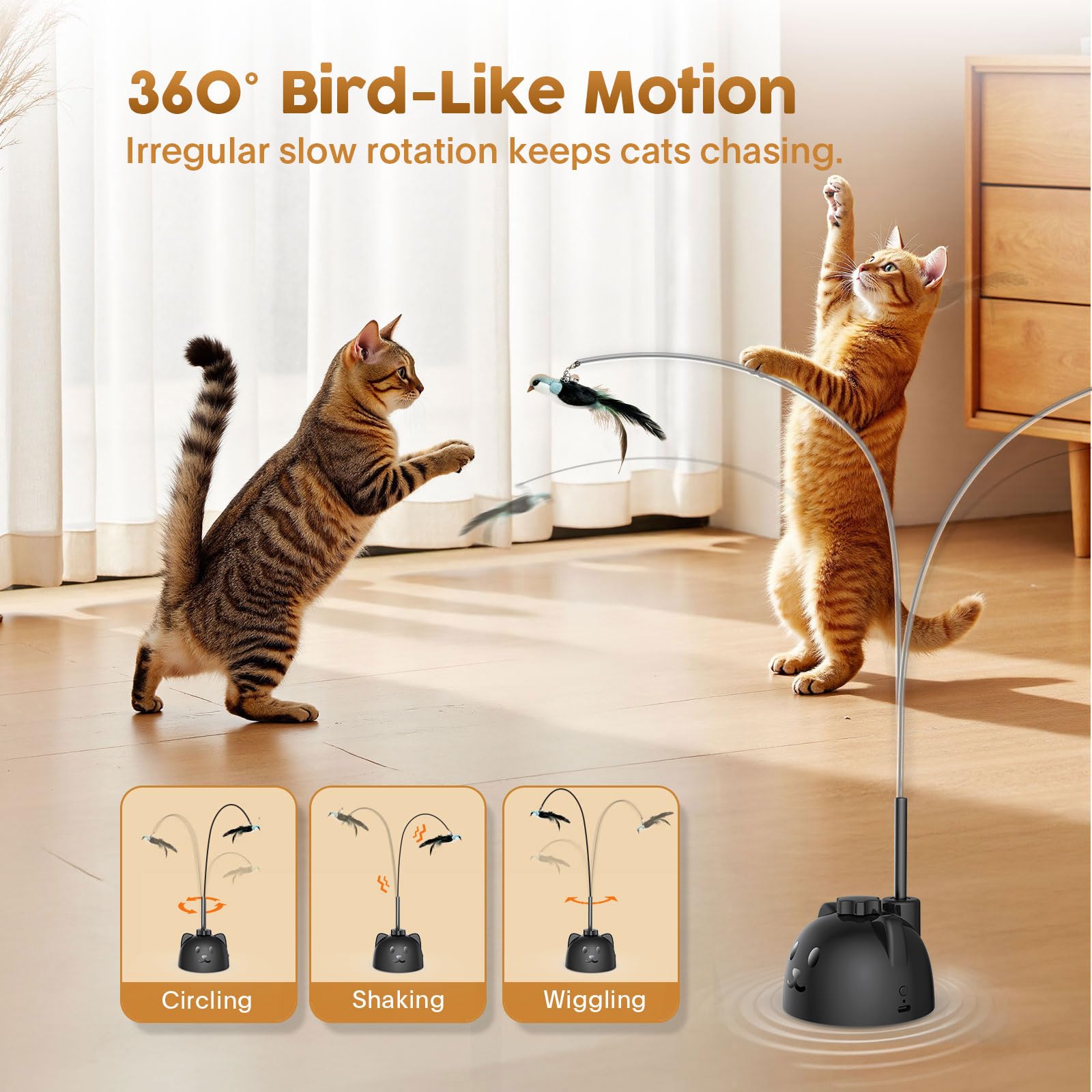 Automatic Interactive Cat Toy with Feather Wand