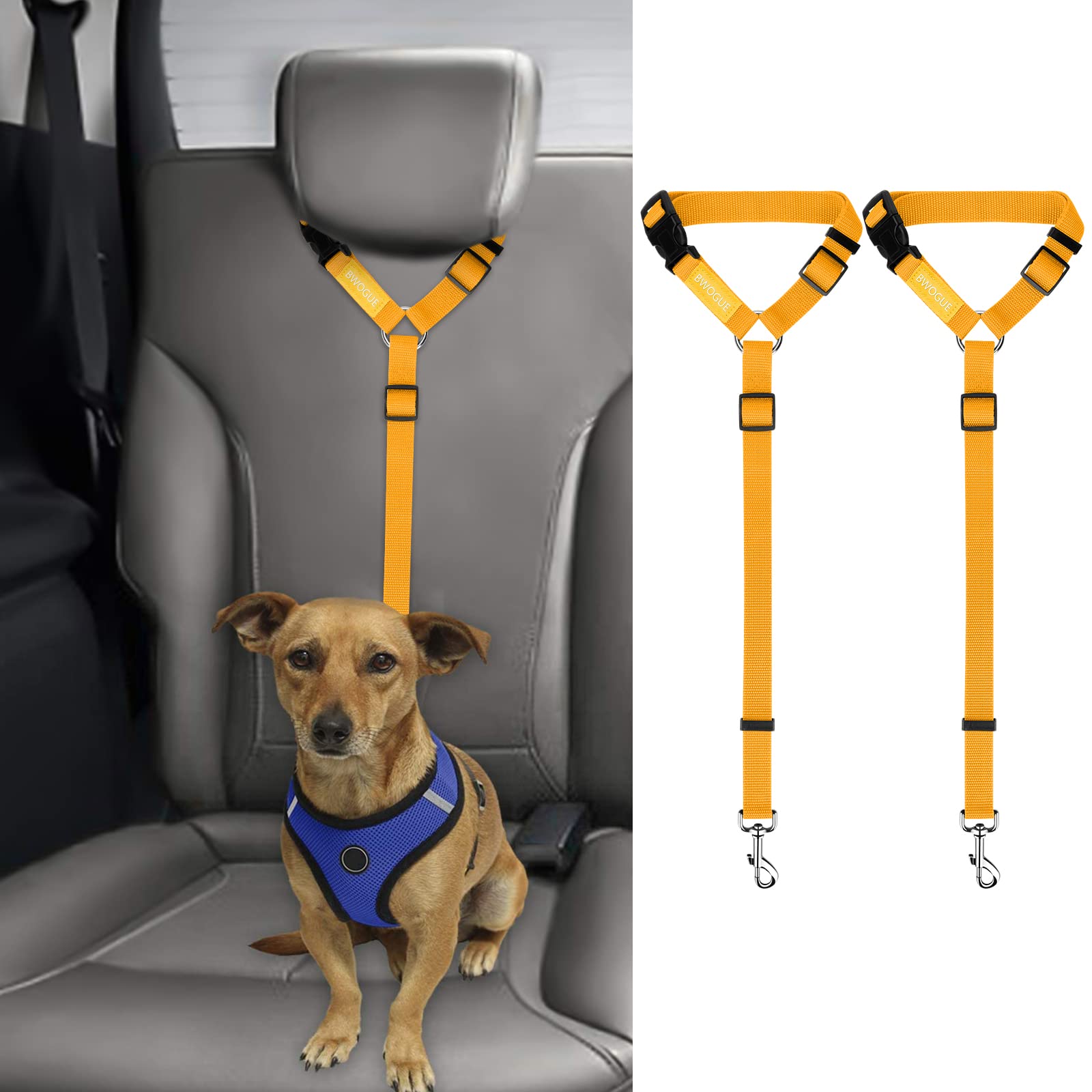 2-Pack Adjustable Pet Car Seat Belt Straps