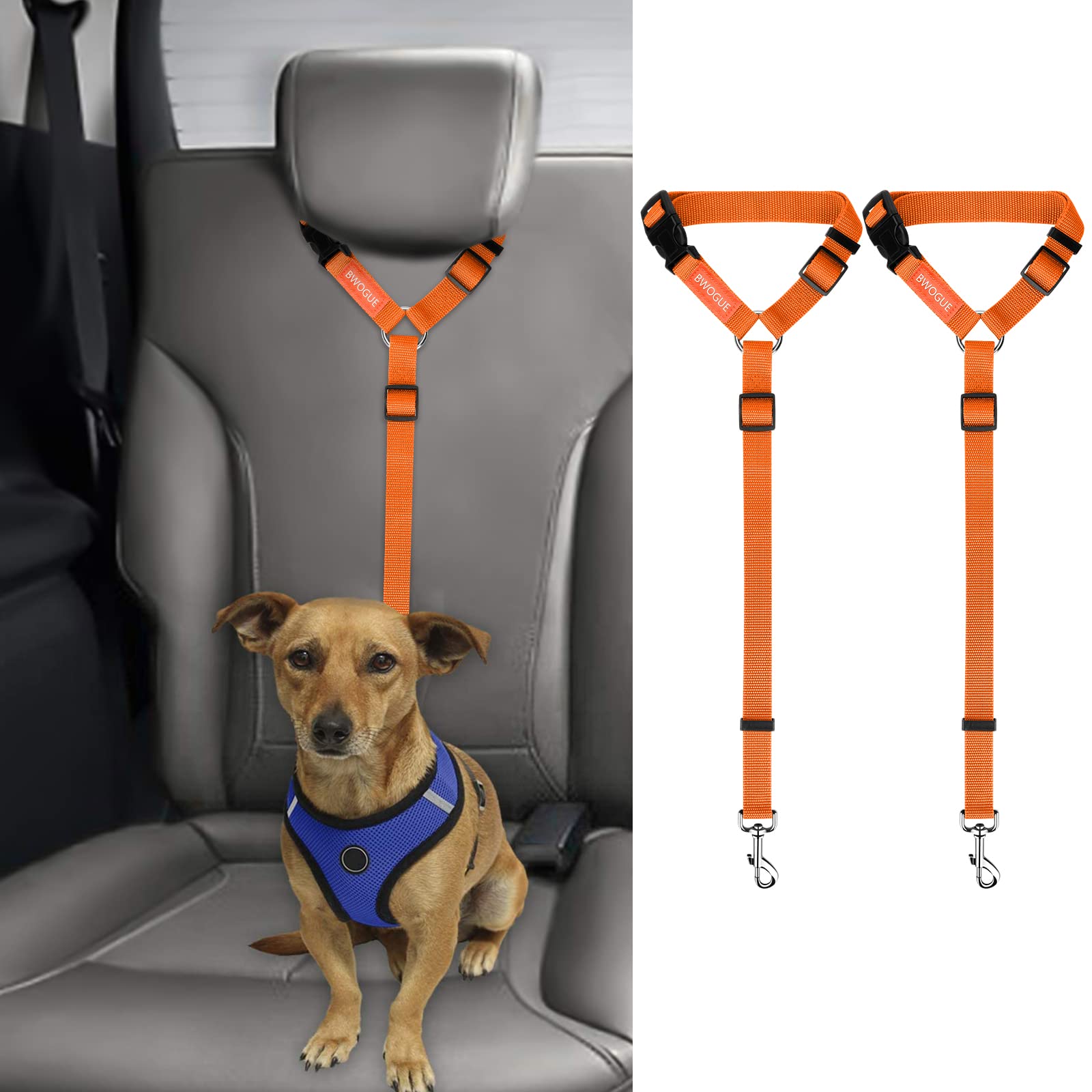 2-Pack Adjustable Pet Car Seat Belt Straps