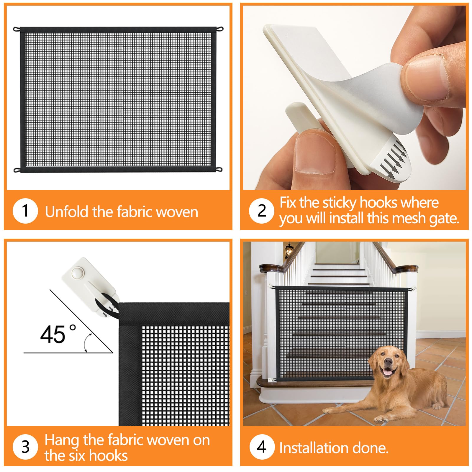 Mesh Pet Safety Gate for Doorways & Stairs