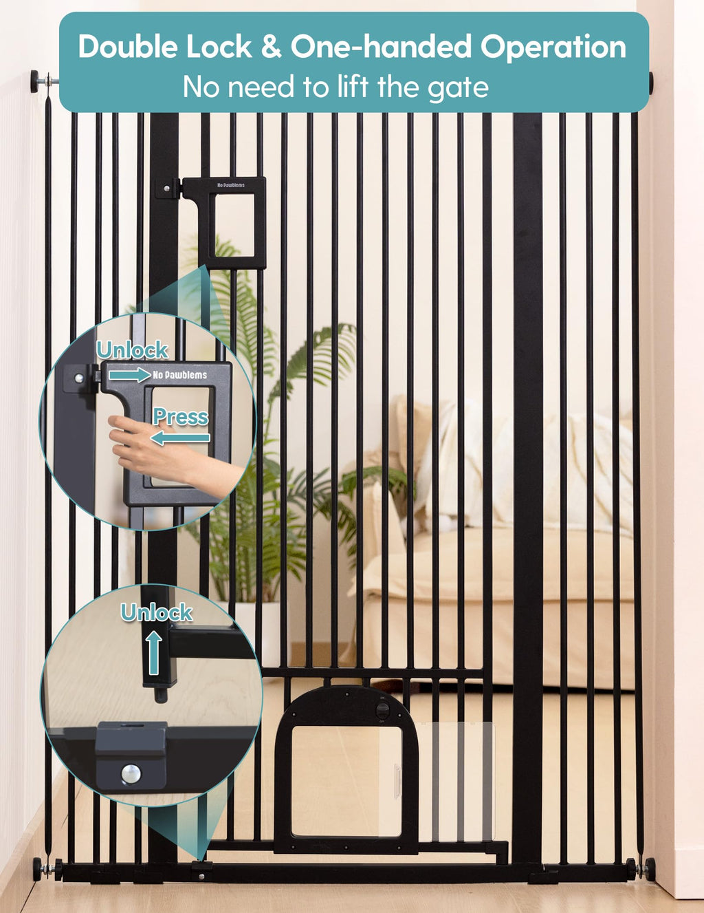 Extra Tall Auto-Close Cat Safety Gate