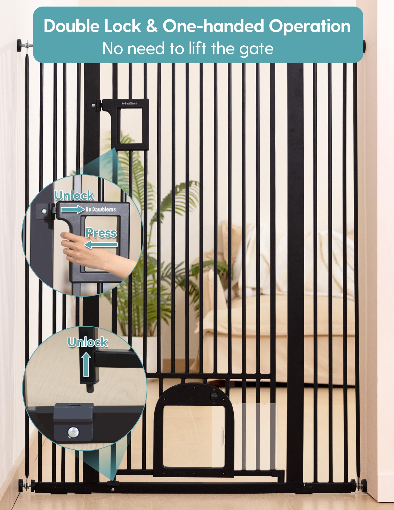 Extra Tall Auto-Close Cat Safety Gate
