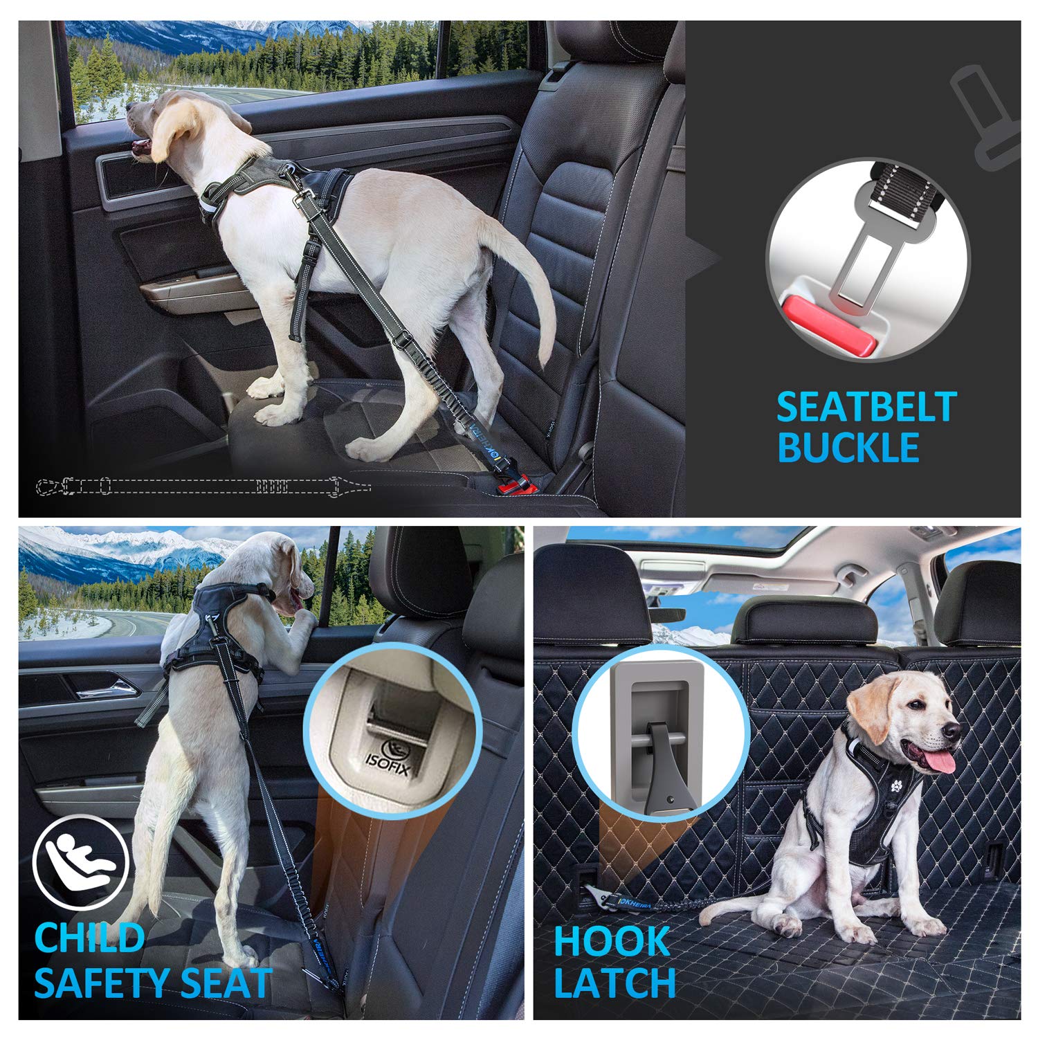 3-in-1 Dog Car Harness Seat Belt
