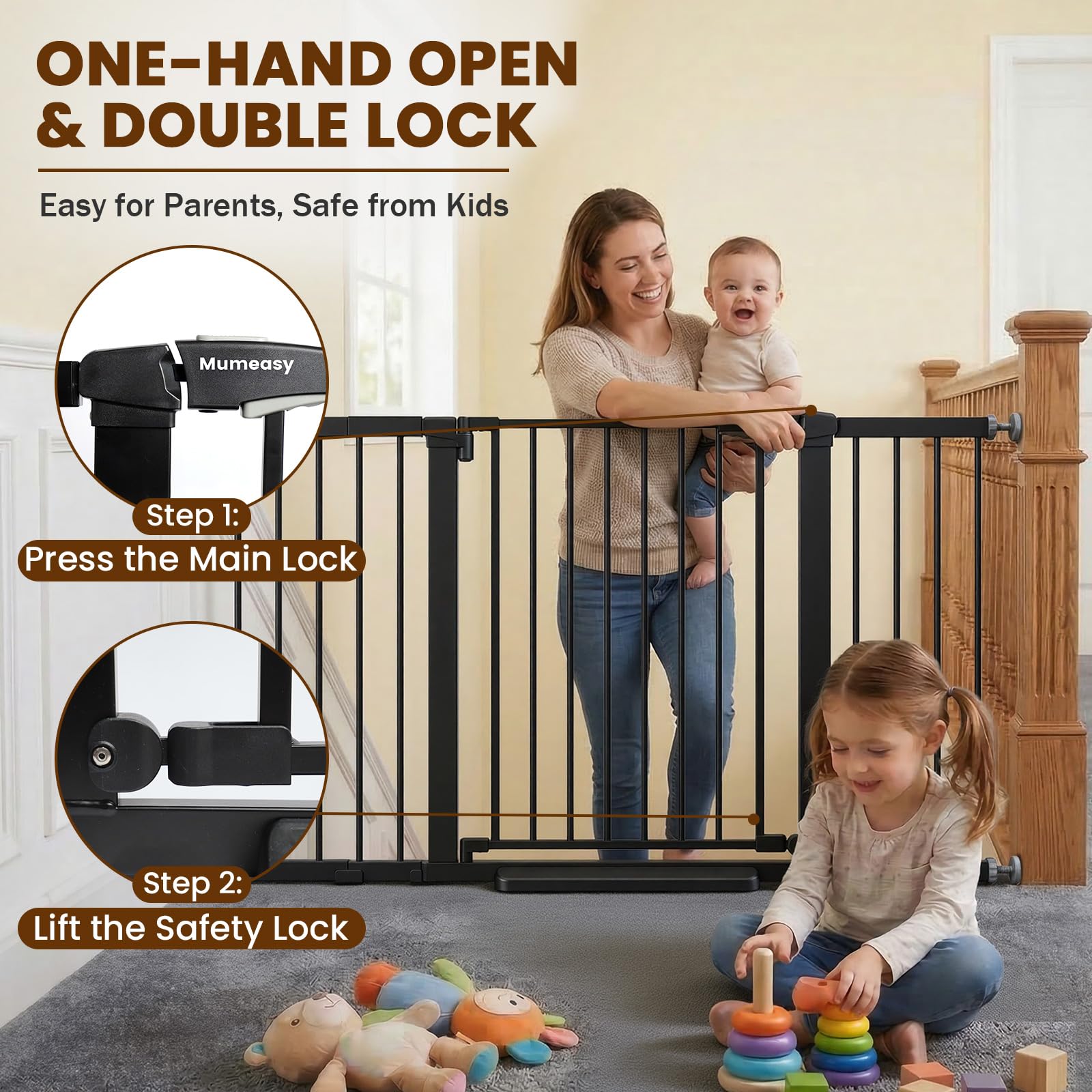 Mumeasy 29.7-57" Extra Wide Baby Gate
