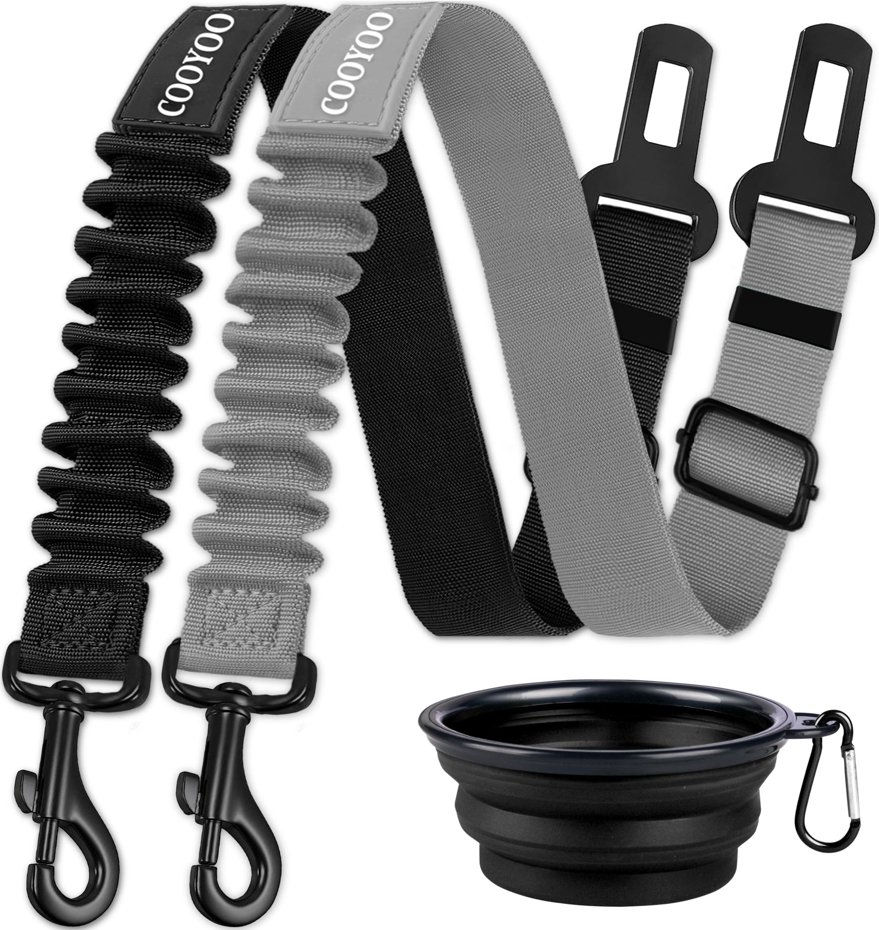 Retractable Dog Car Seat Belt Harness with Bungee Safety Strap
