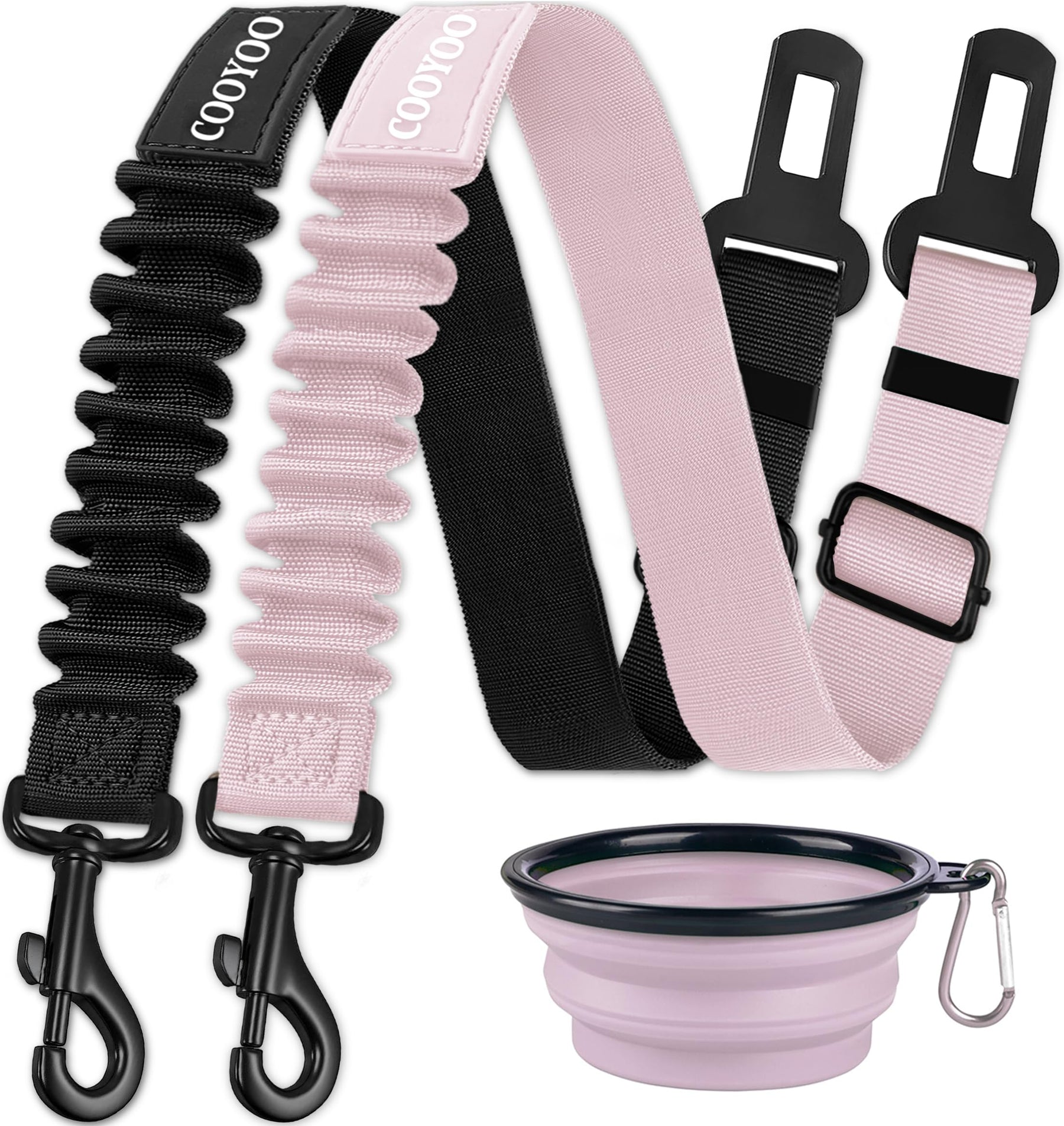 Retractable Dog Car Seat Belt Harness with Bungee Safety Strap