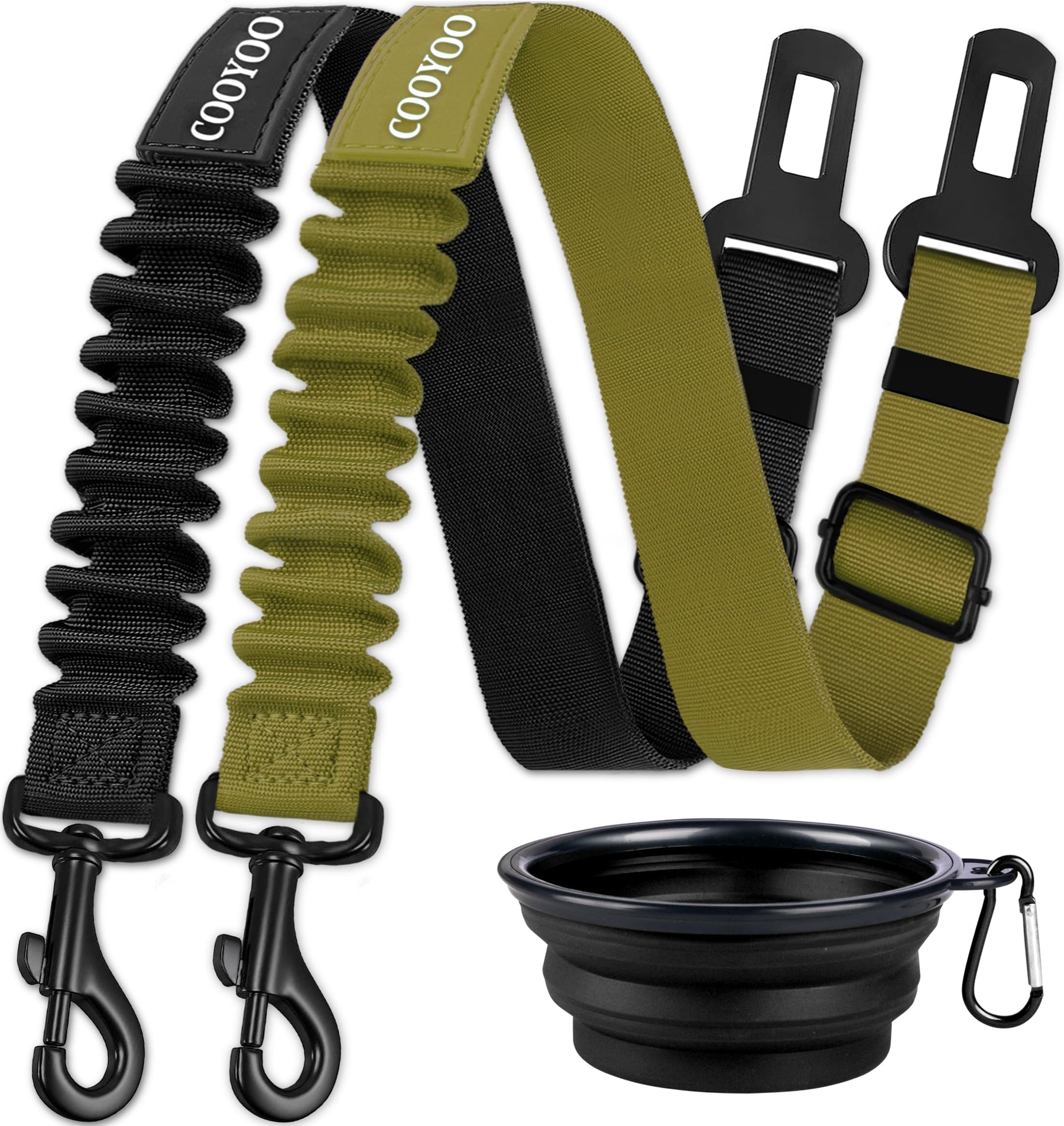 Retractable Dog Car Seat Belt Harness with Bungee Safety Strap