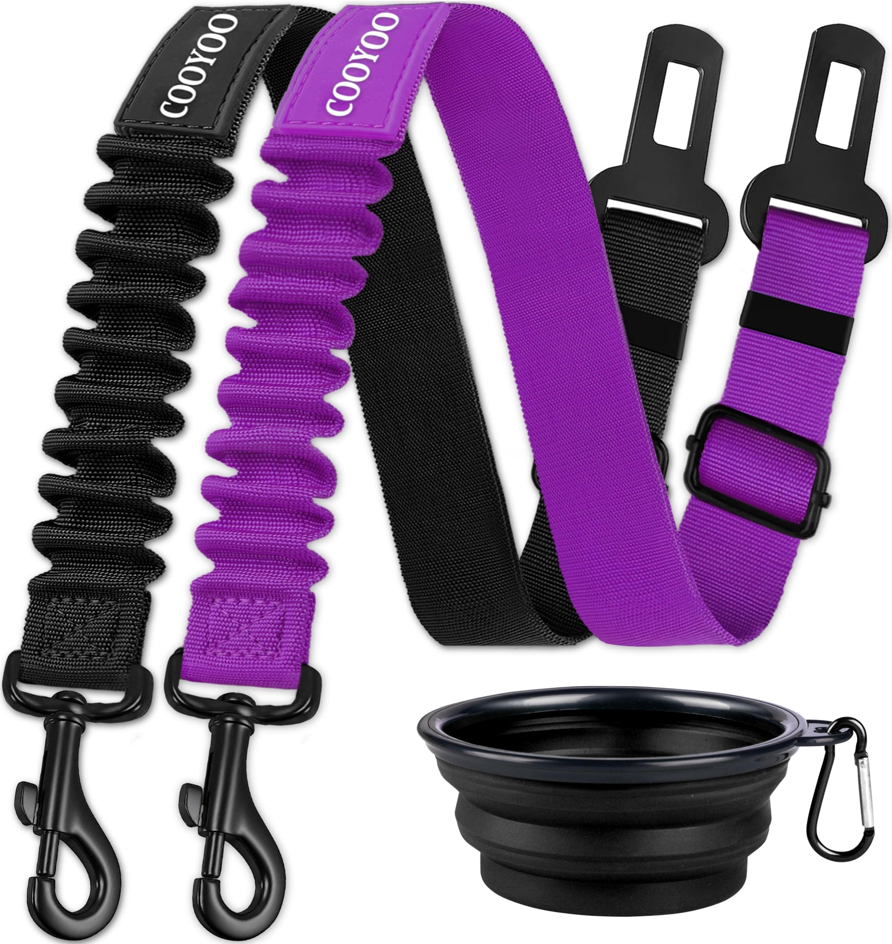 Retractable Dog Car Seat Belt Harness with Bungee Safety Strap