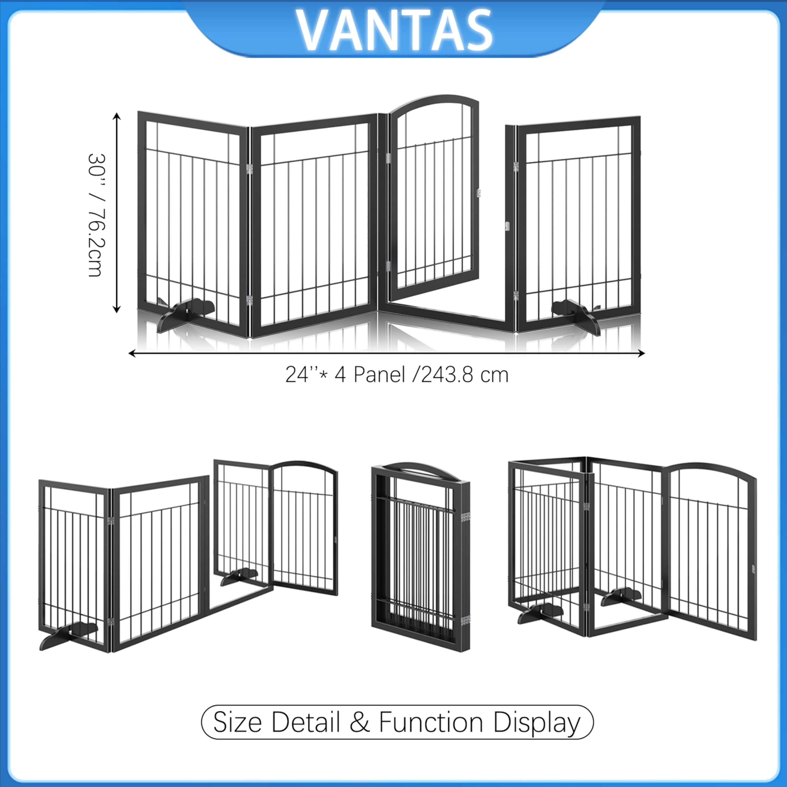 Vantas No-Assembly Folding Dog Gate